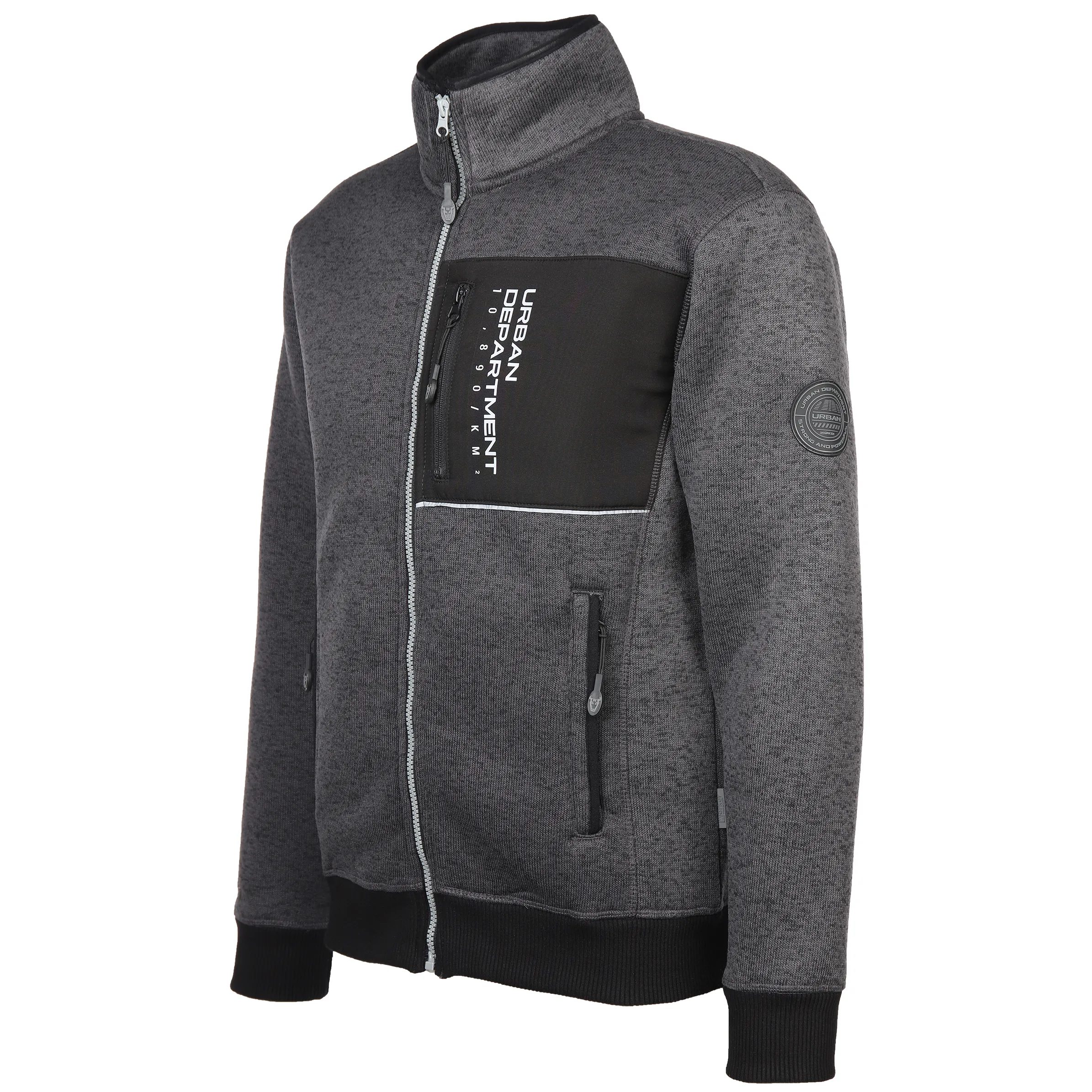 Worker He. Strickfleeceblouson melange Grau 883696 DK GREY 3 Worker He. Strickfleeceblouson melange Grau 883696 DK GREY 3