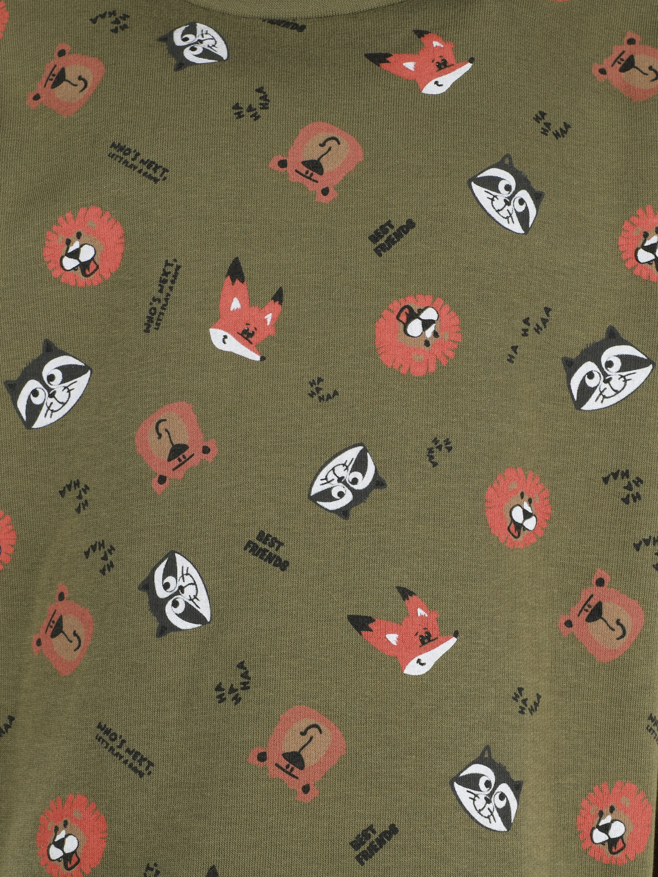 One Way KJ Sweatshirt mit Waschbär/Löwe/Bär AOP in grün Grün 913511 GRÜN 3