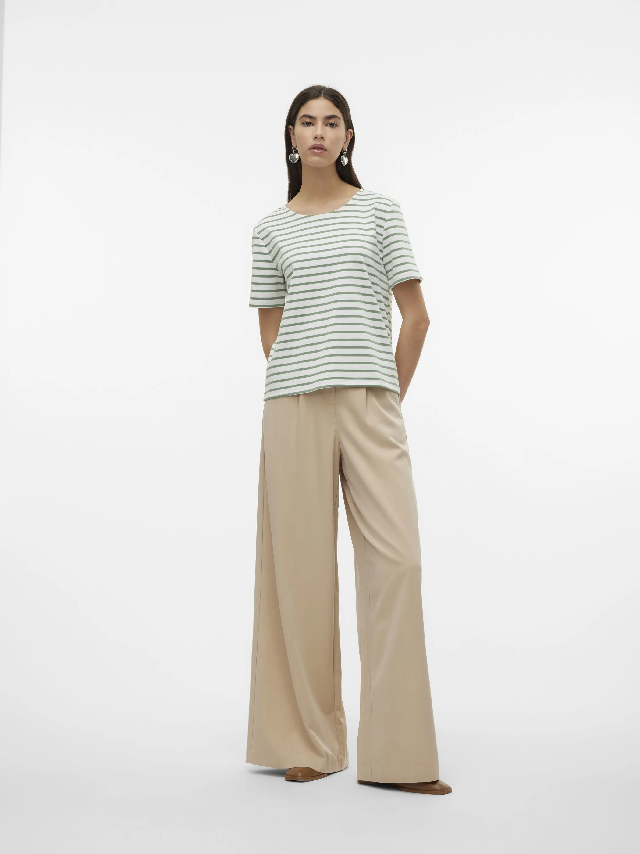 Vero Moda 10304716 VMABBY SS ZIP TOP JRS Grün 891879 175598001