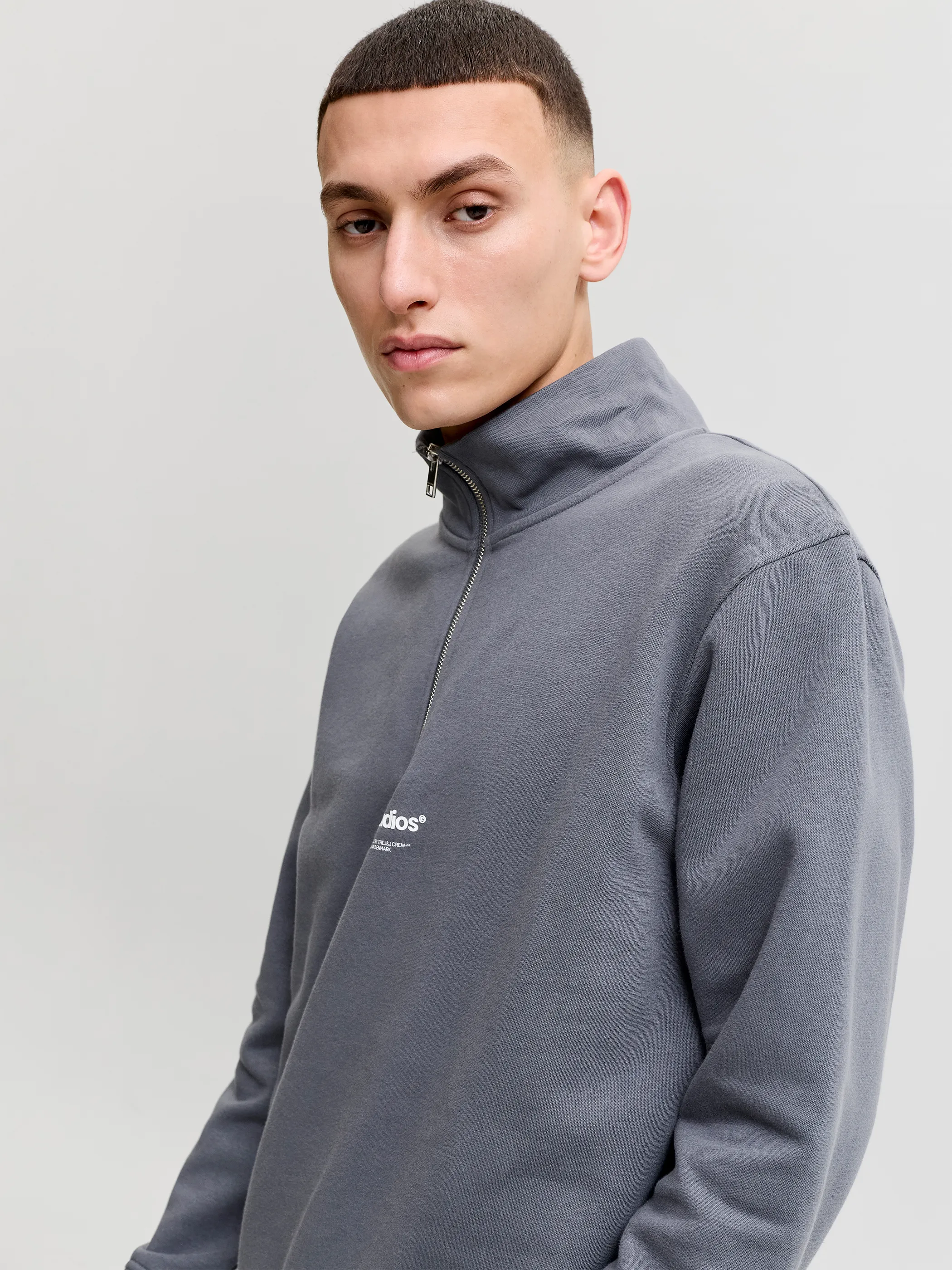 Jack Jones 12278793 JJESOHO SWEAT QUARTER Grau 928232 176720 5