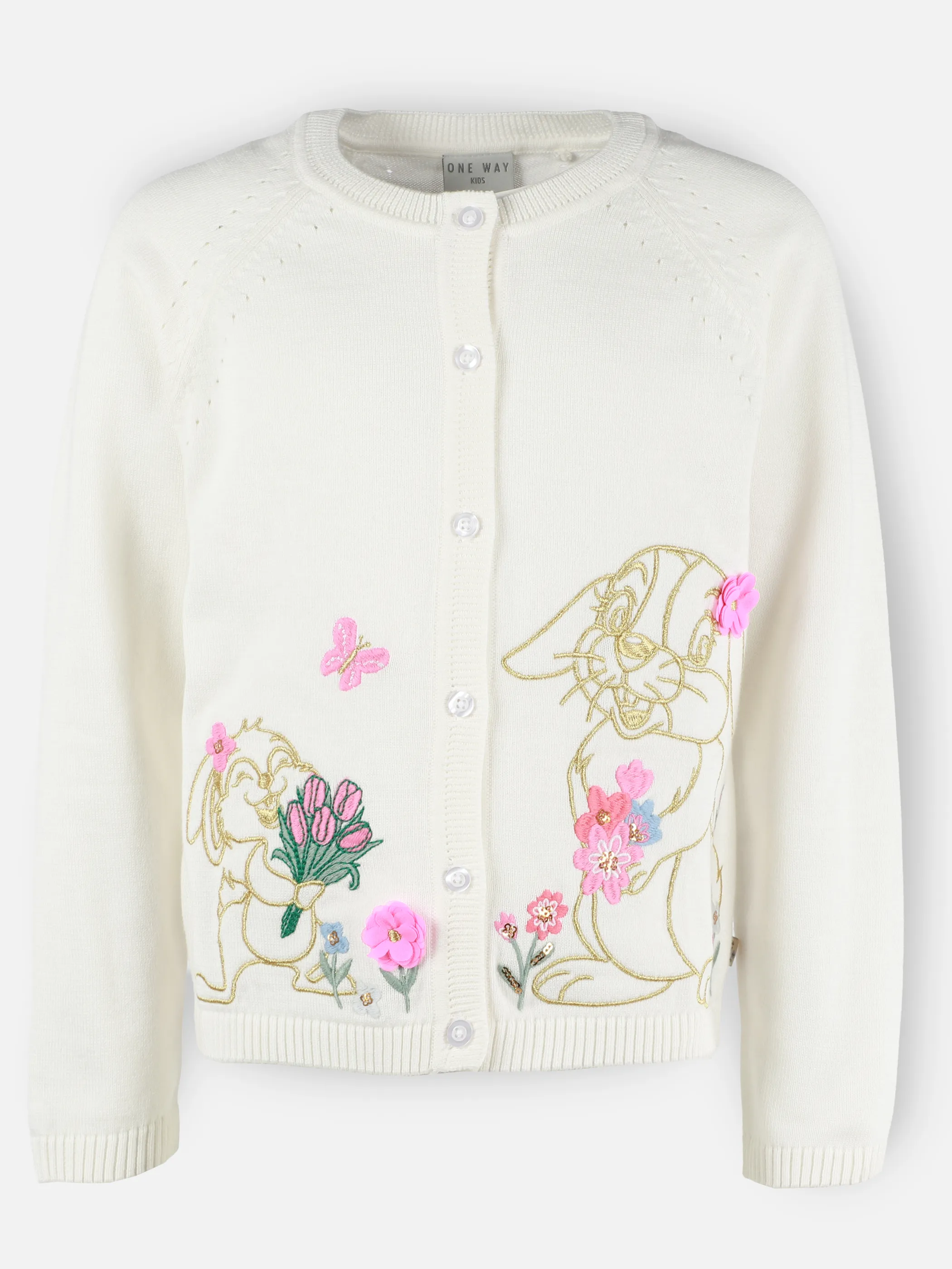 One Way MG Cardigan mit Hasen aplli in weiß Weiß 922234 WHITE 1