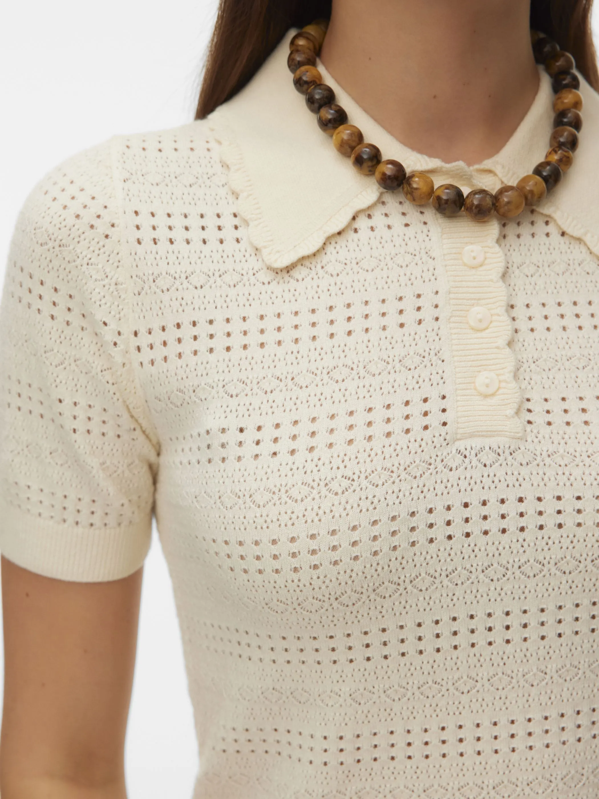 Vero Moda 10340101 VMLIMONE SS SCALLOP P Beige 922157 222913 3