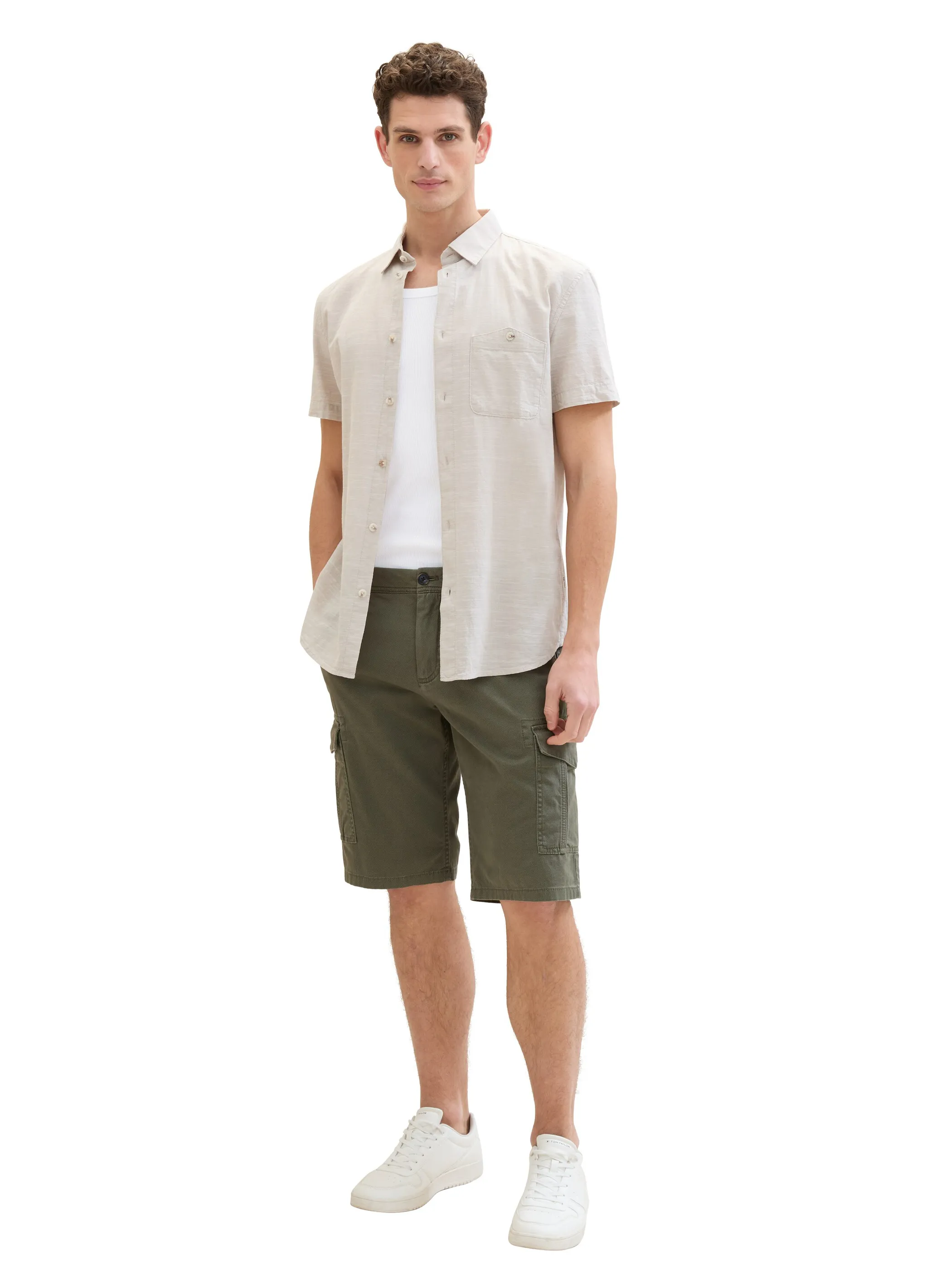 Tom Tailor 1040226 NOS regular printed cargo shorts Oliv 890941 34670 4
