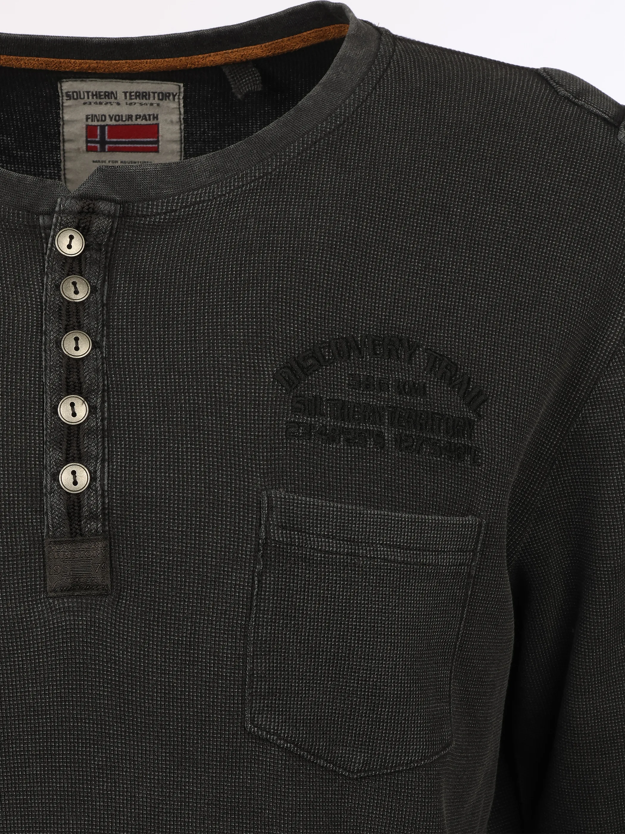 Southern Territory He. Henleyshirt 1/1 Arm waffle Schwarz 929629 BLACK 3