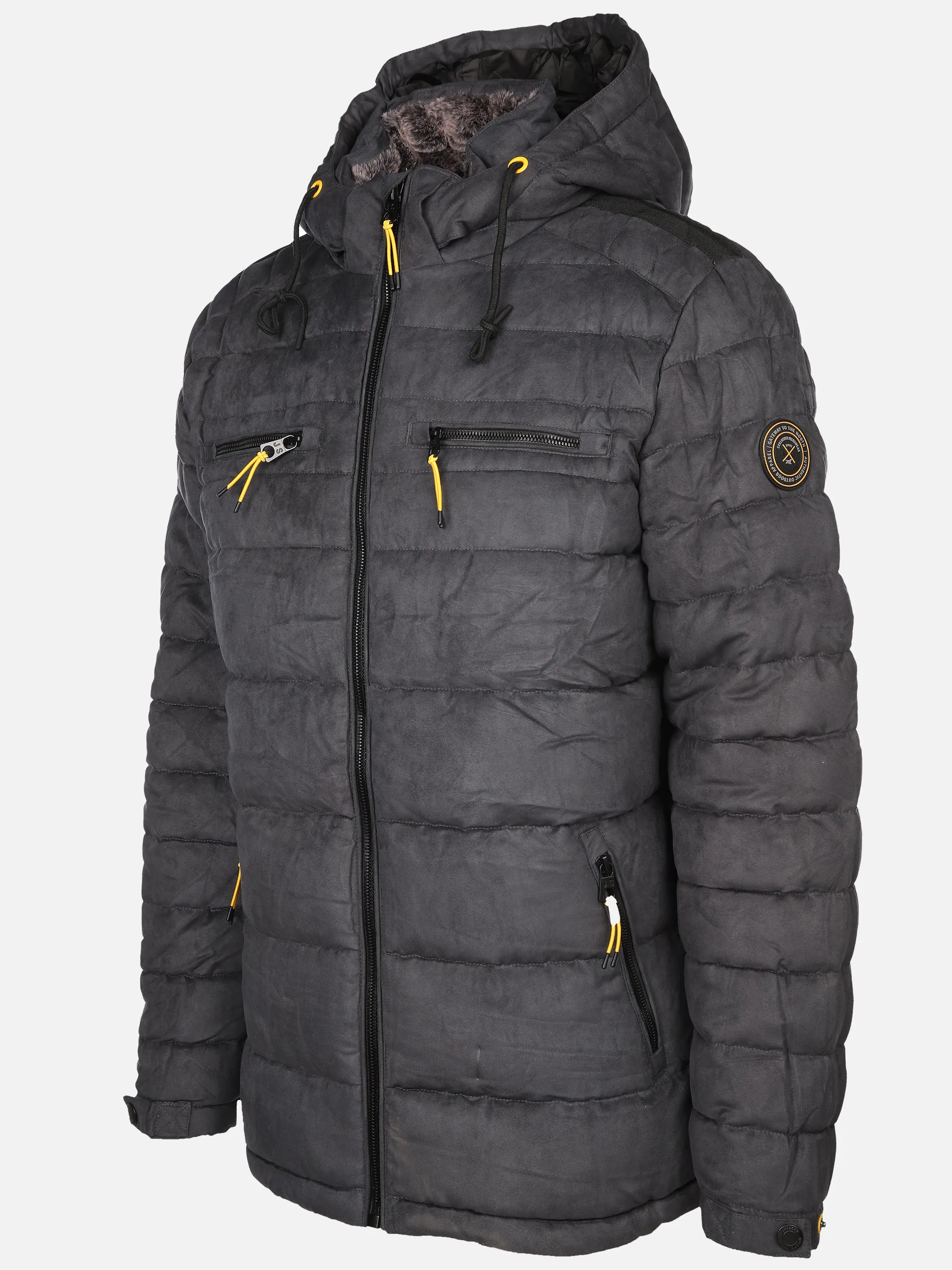 Jim Spencer He. Velour-Steppjacke Kapuze Grau 897313 GREY 3 Jim Spencer He. Velour-Steppjacke Kapuze Grau 897313 GREY 3