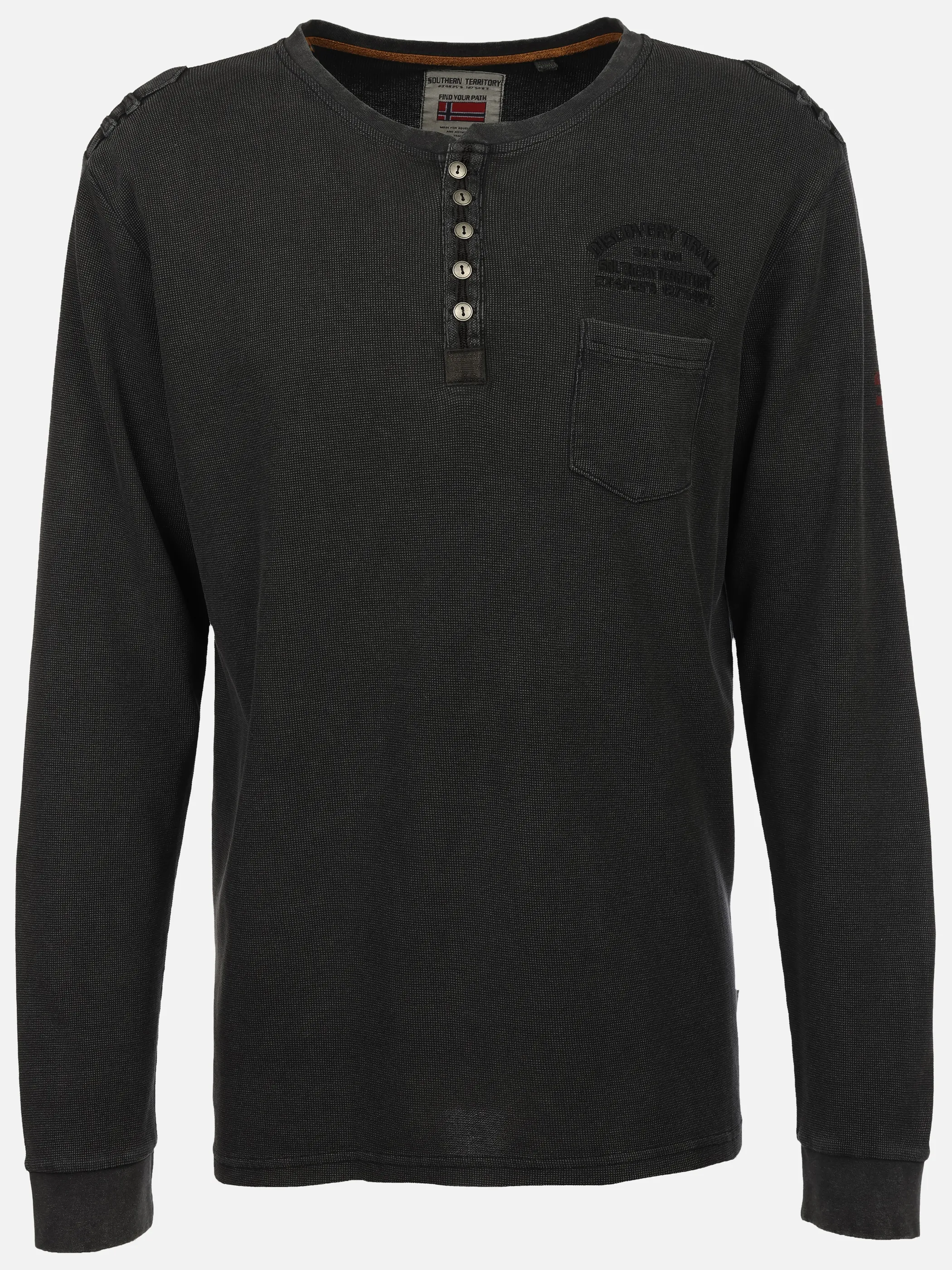 Southern Territory He. Henleyshirt 1/1 Arm waffle Schwarz 929629 BLACK 1