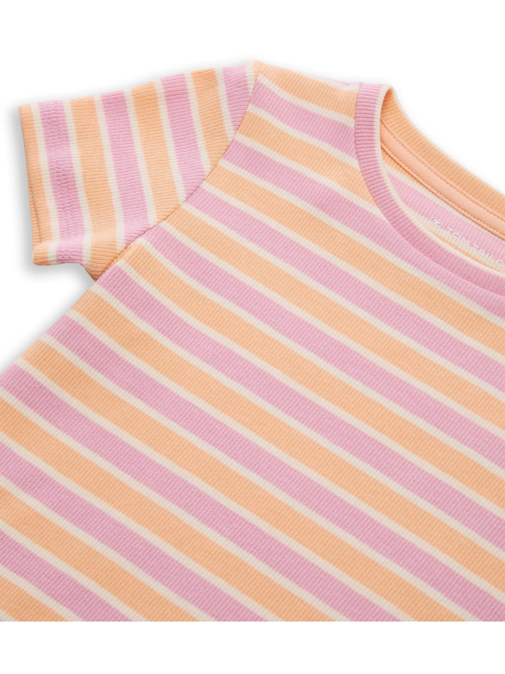 Tom Tailor 1050840 striped rib t-shirt Orange 927852 40114 3