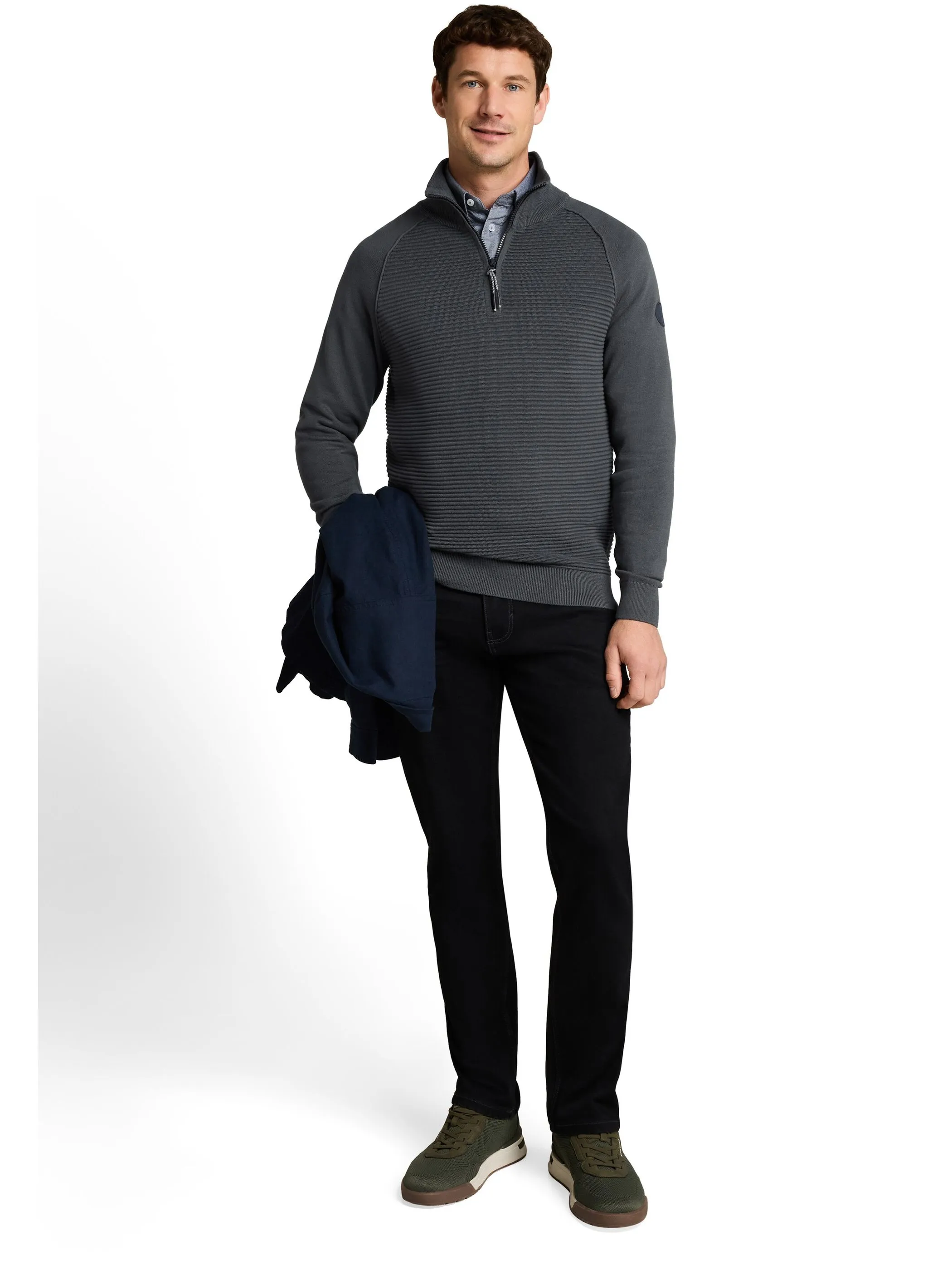 Tom Tailor 1052236 minimal structured troyer knit Grün 934265 14406 3