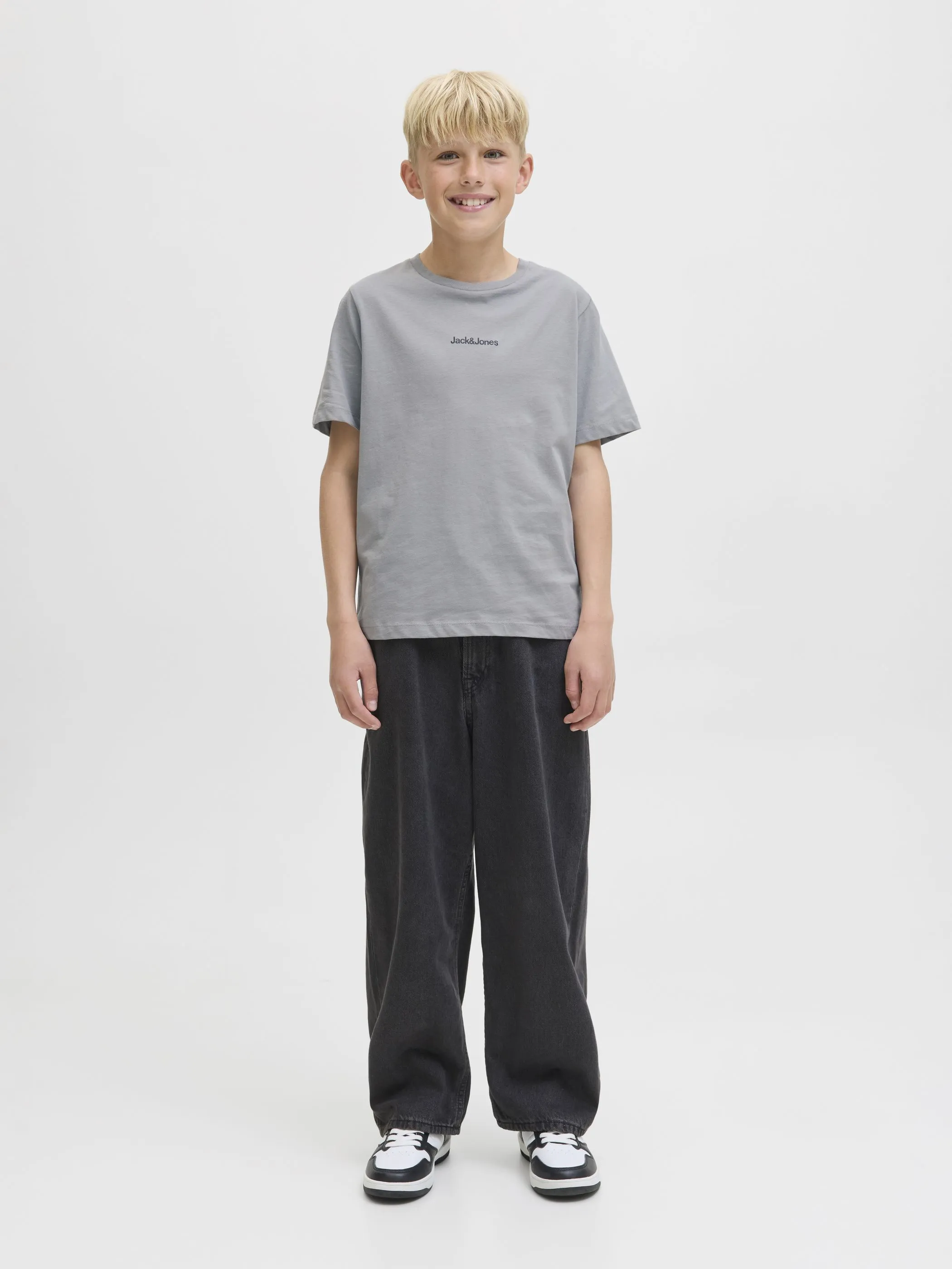 Jack&Jones Junior 12279668 JJMINE TEE SS CREW NE Grau 914247 278262 4