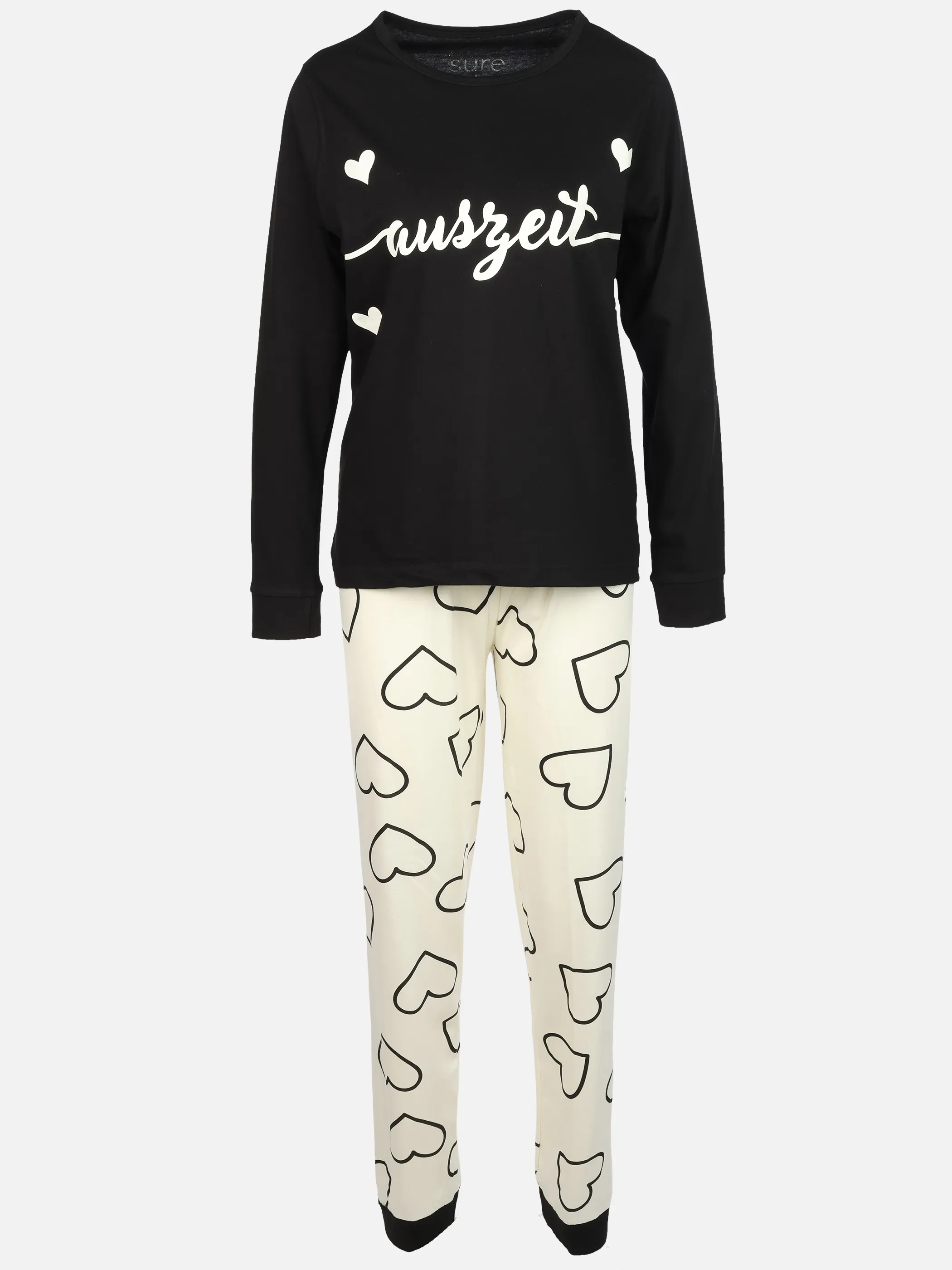 Sure Da. Pyjama Herzen Schwarz 929145 SCHWARZ 1