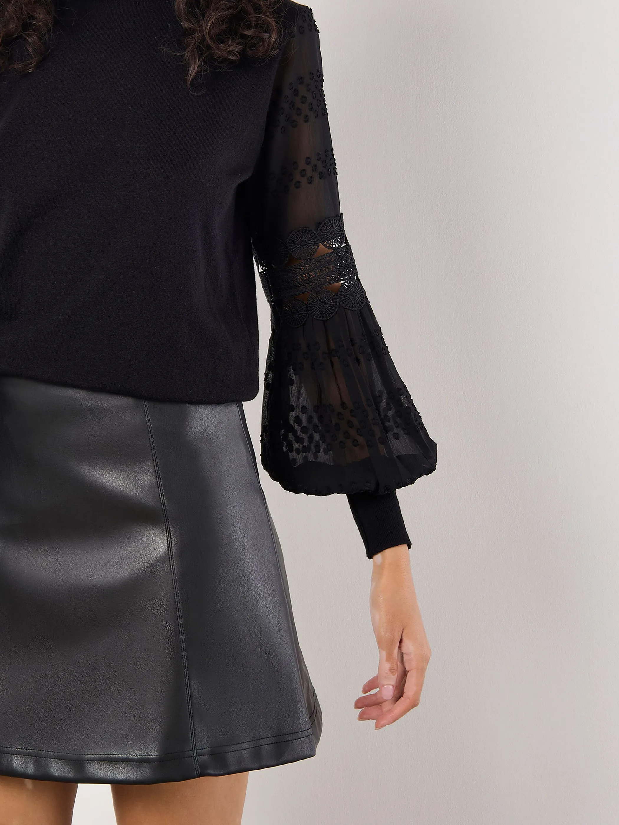 Apricot 924475 Apricot Chiffon Crochet Schwarz 908694 BLK 5