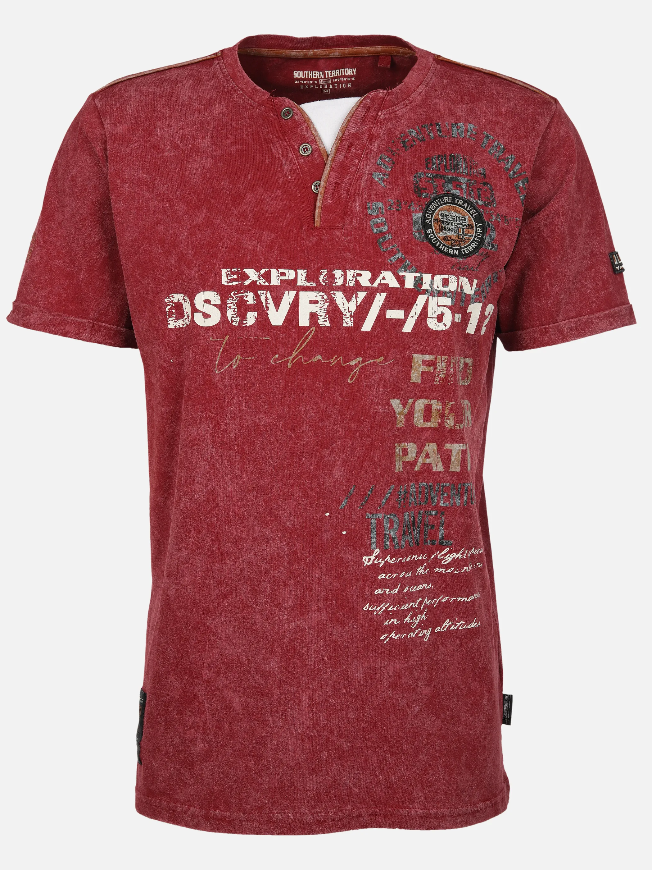 Southern Territory He. Henleyshirt 1/2 Arm 2in1 washer Rot 905117 DK RED 1