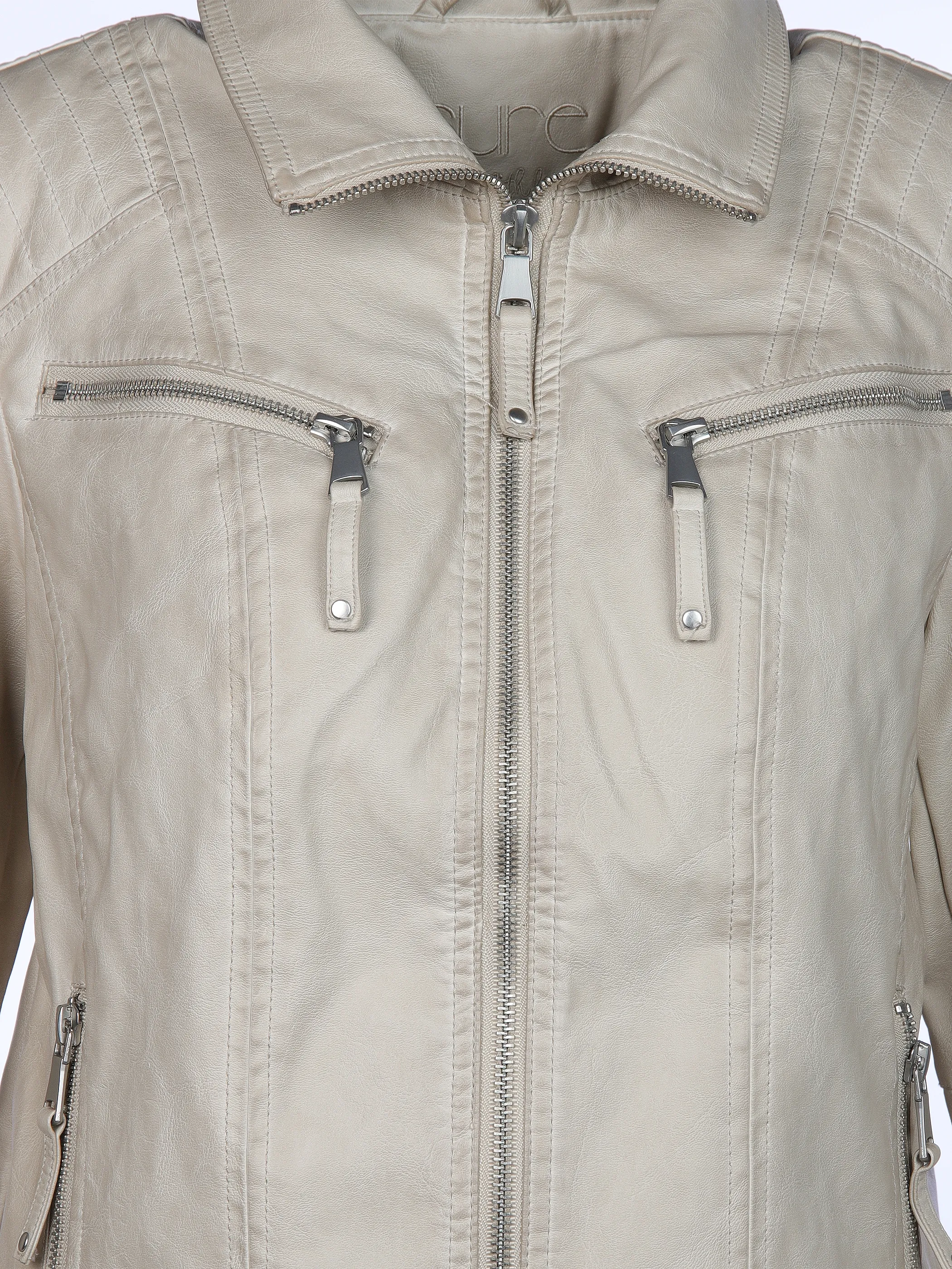 Sure Da-Kunstlederjacke m. Legekrag Beige 904274 SAND 4