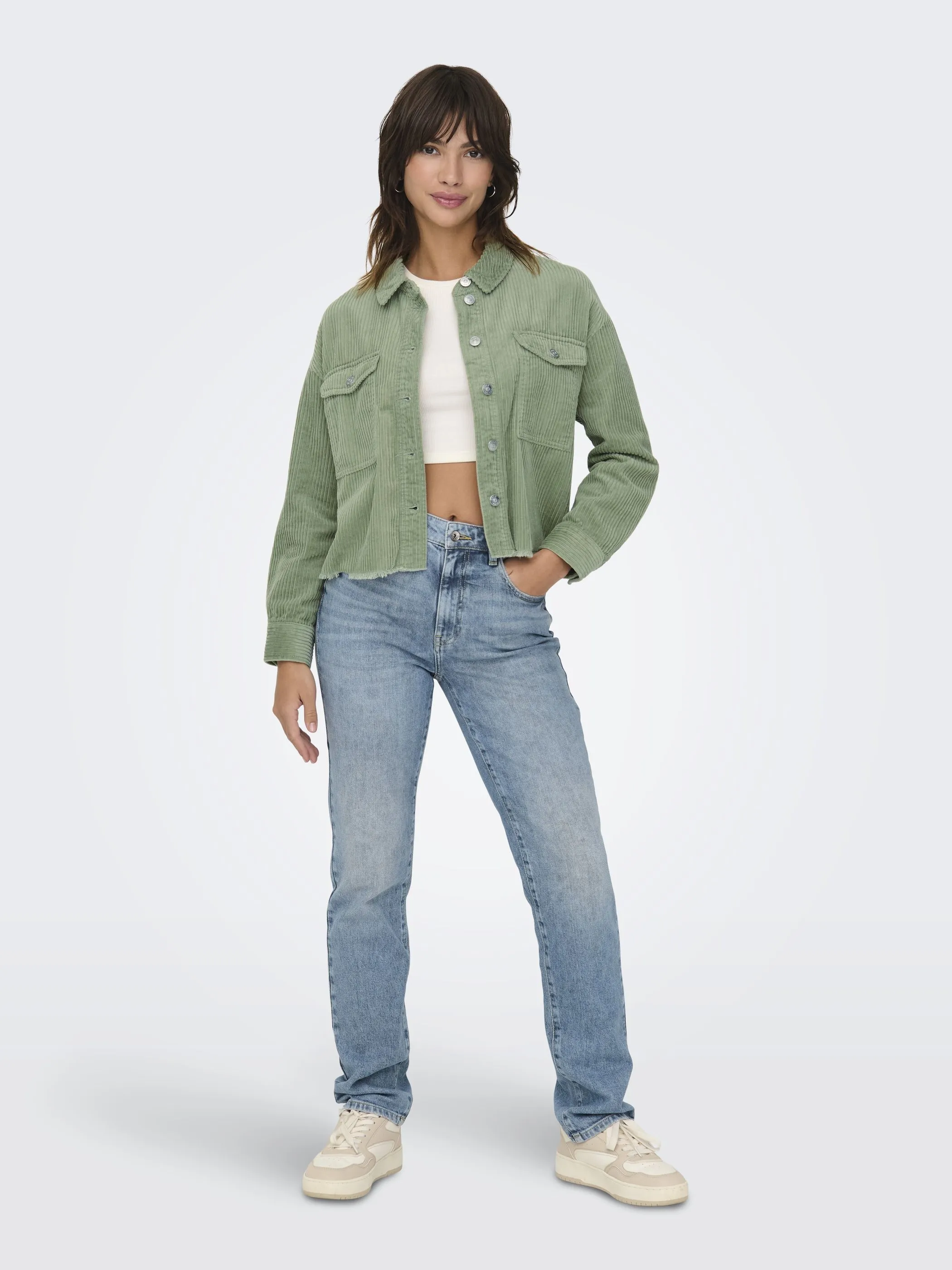Only ONLY 15222456 ONLMARINA-ENY LIFE L/S CORD JACKET Grün 913013 213591 4