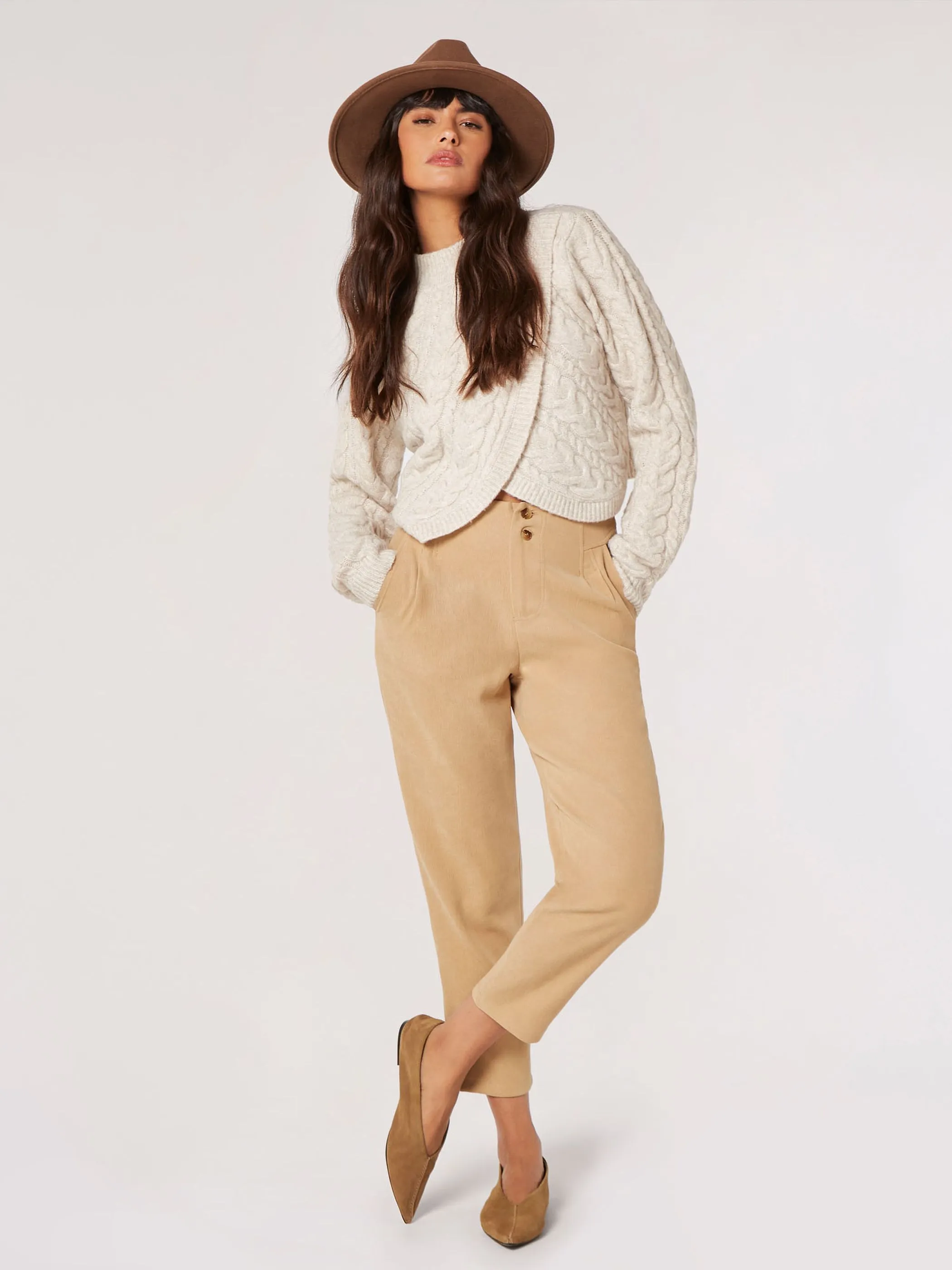 Apricot 782570 Apricot Cable Knit Wrp-Ovr Mock Nck  Jmpr Beige 908428 STO 4