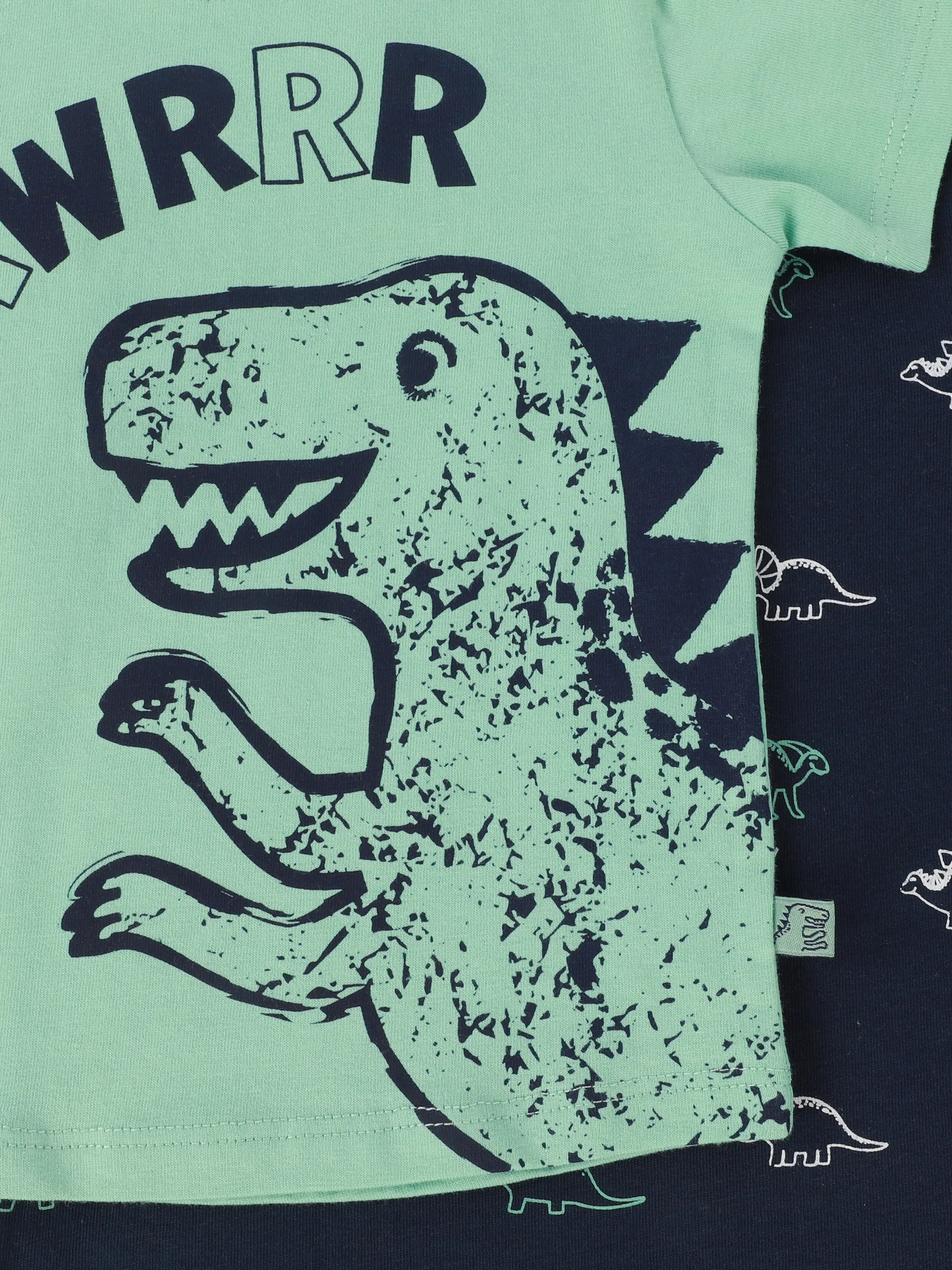 Bubble Gum BJ 2er Pack T-Shirt mit Dino Frontprint & Dino AOP Grün 907382 GRÜN/BLAU 3
