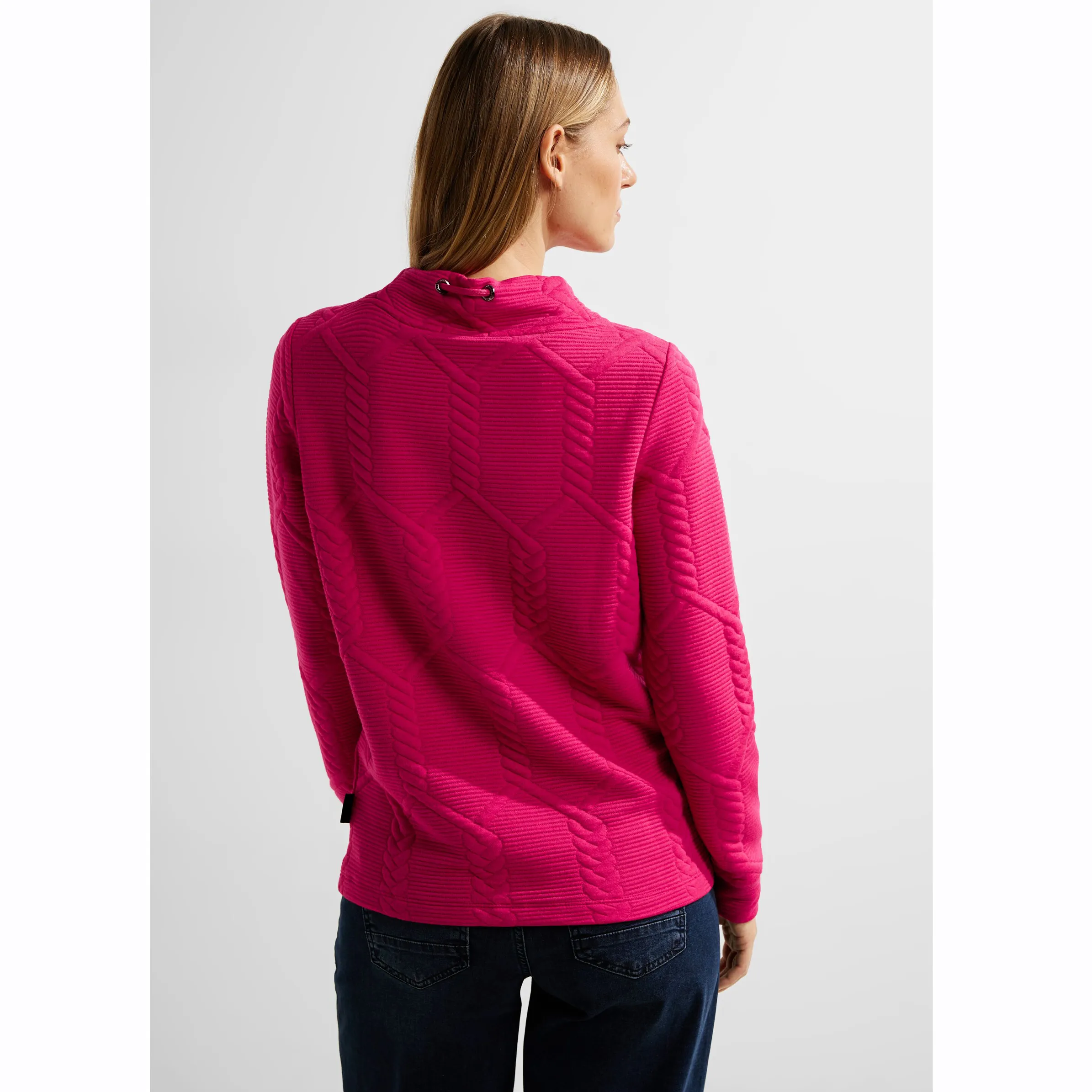 Cecil B320547 TOS Big Cable Shirt with Colla Rot 889678 15068 2