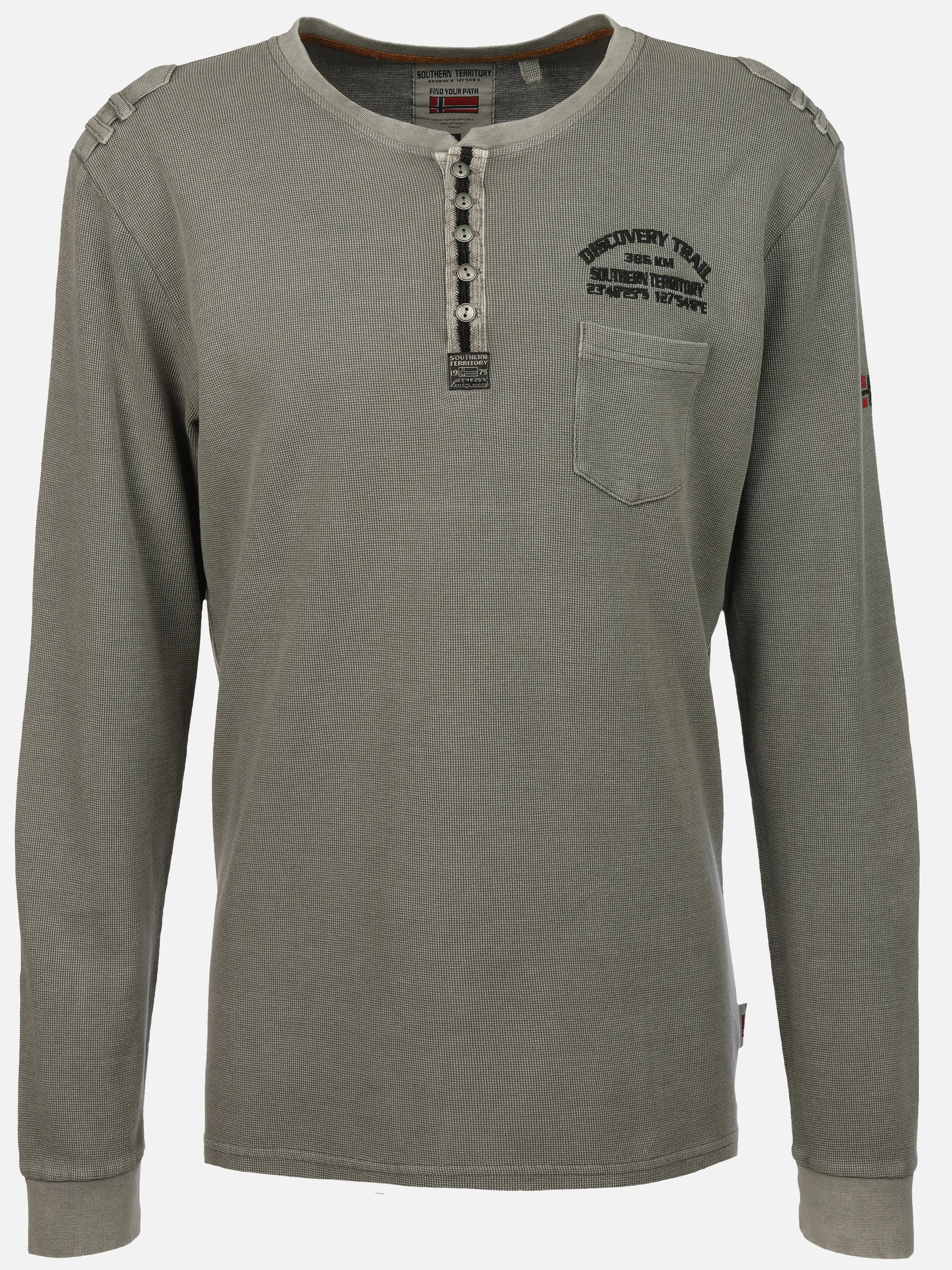 Southern Territory He. Henleyshirt 1/1 Arm waffle Grau 929629 GREY 1