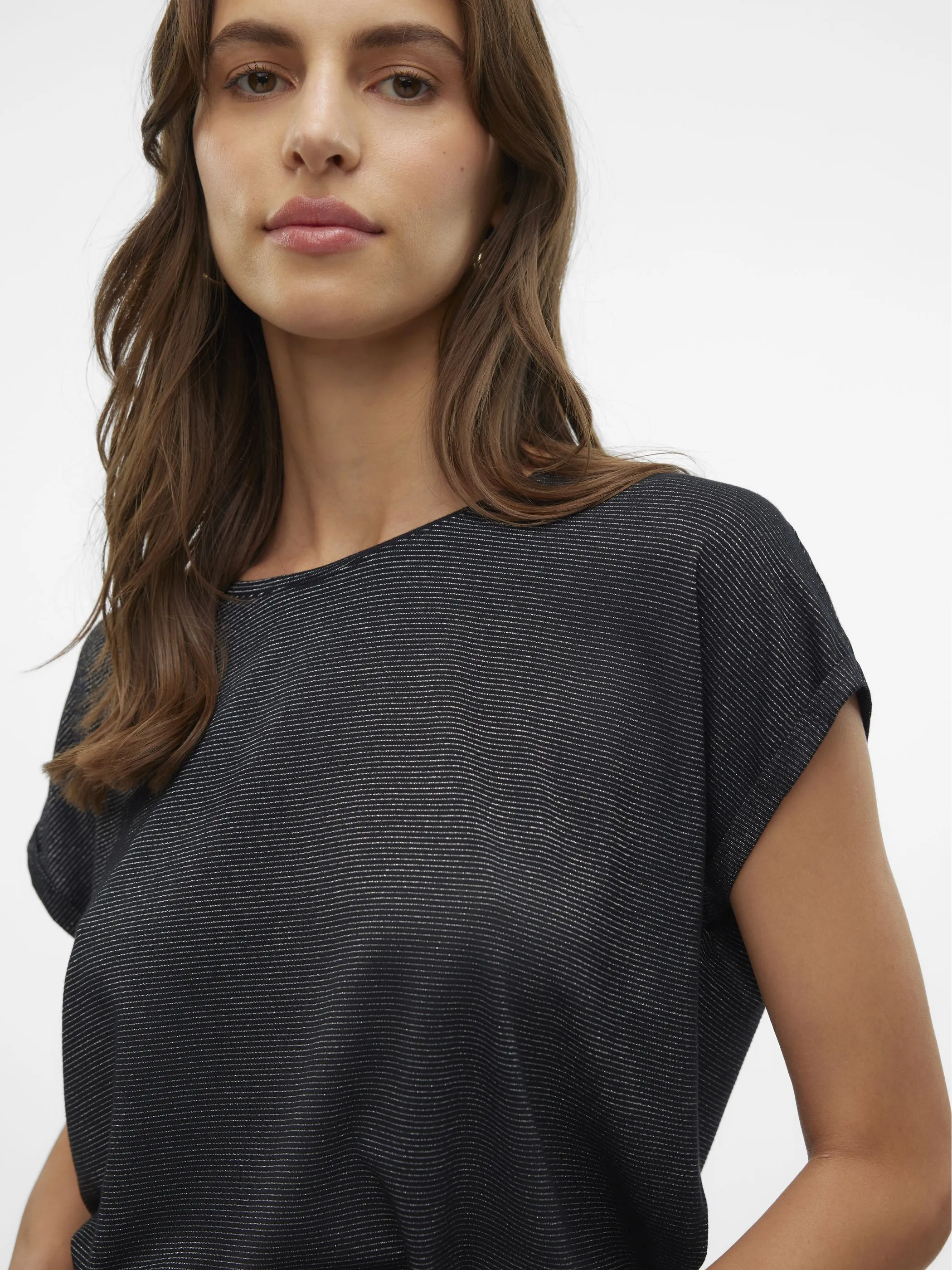 Vero Moda 10250488 VMLAVA GLITTER SS TOP STRIPE Schwarz 852566 177868002 3
