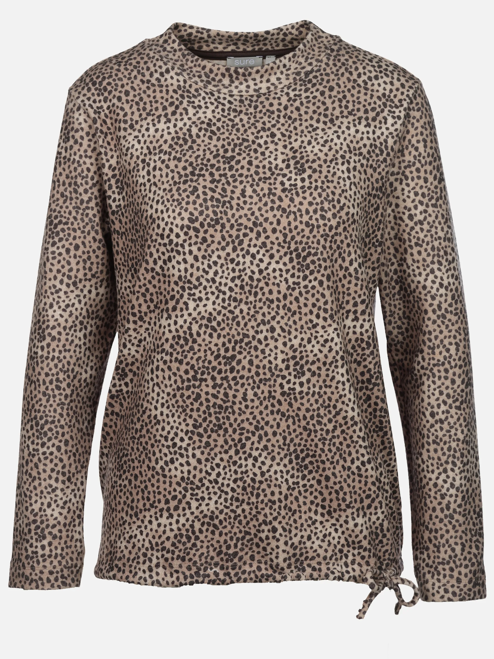 Sure Da. Print Flausch Shirt m. Stehkragen Braun 932518 LEOPRINT 1