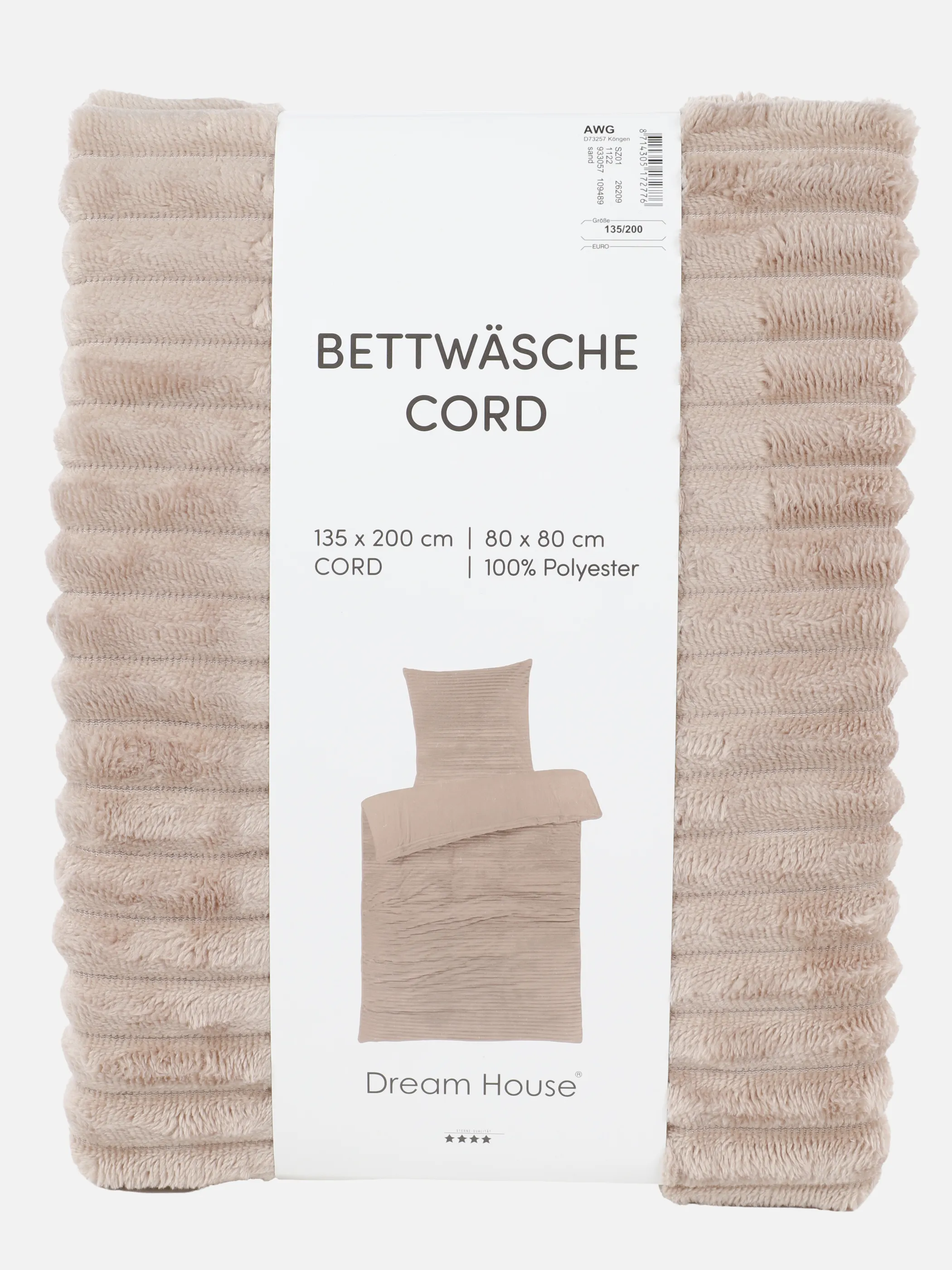 Dream House Bettwäsche gerippt Fleece Weiß 933057 SAND 2