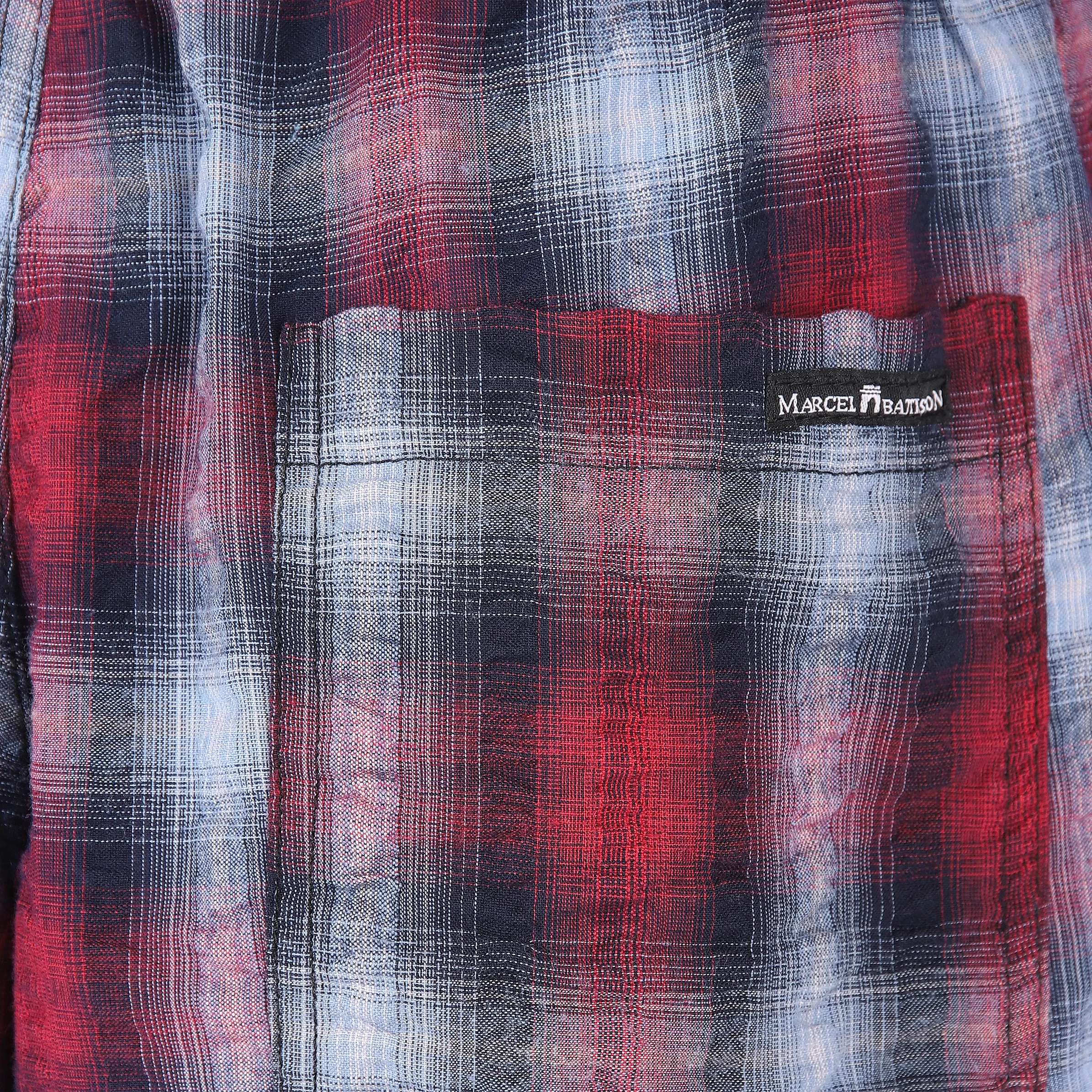 Marcel Battiston He. Seersucker Short Rot 810438 DK RED 3 Marcel Battiston He. Seersucker Short Rot 810438 DK RED 3