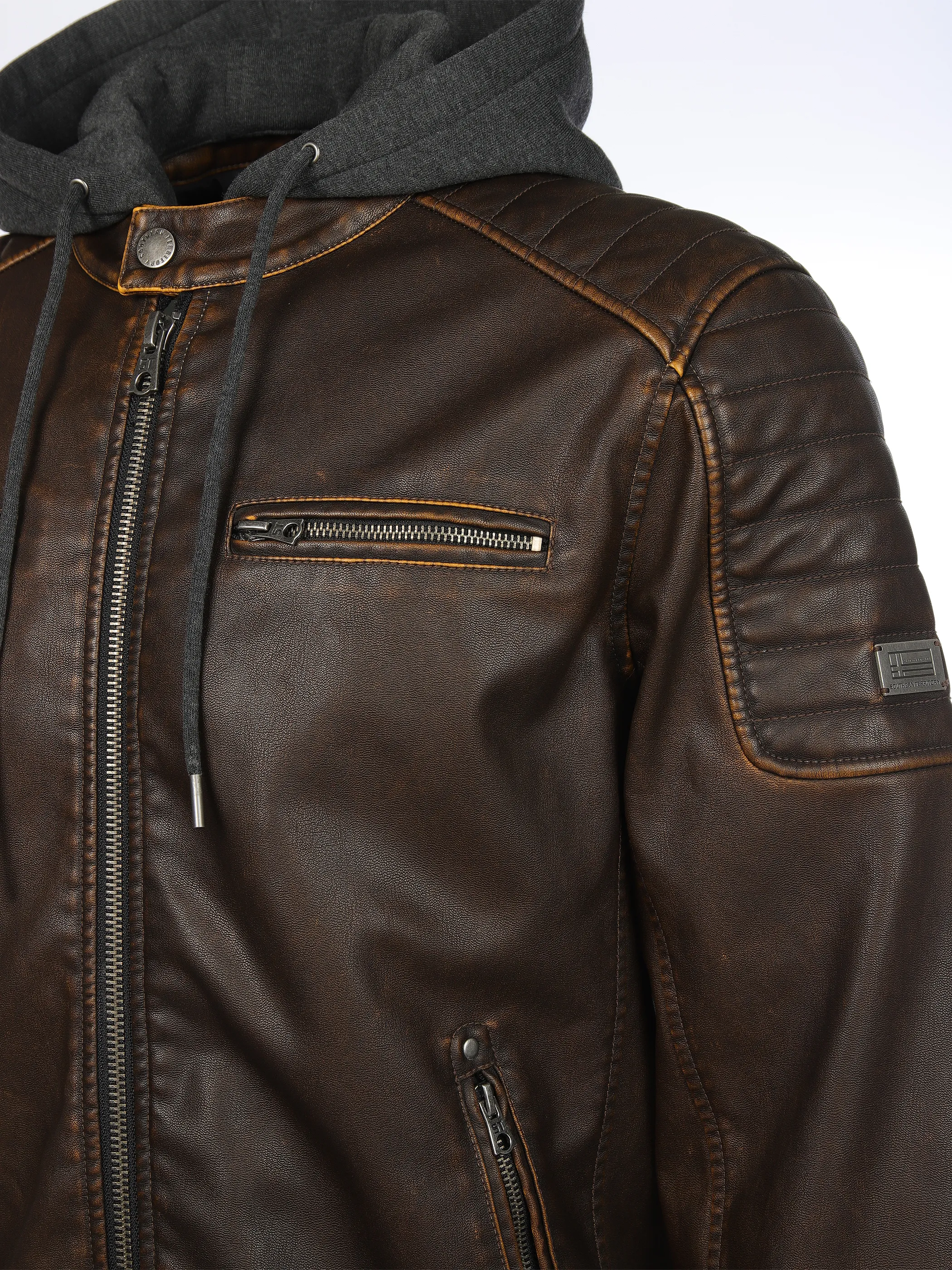 Southern Territory He. PU-Bikerjacke Vintage braun washed Braun 916507 28 4