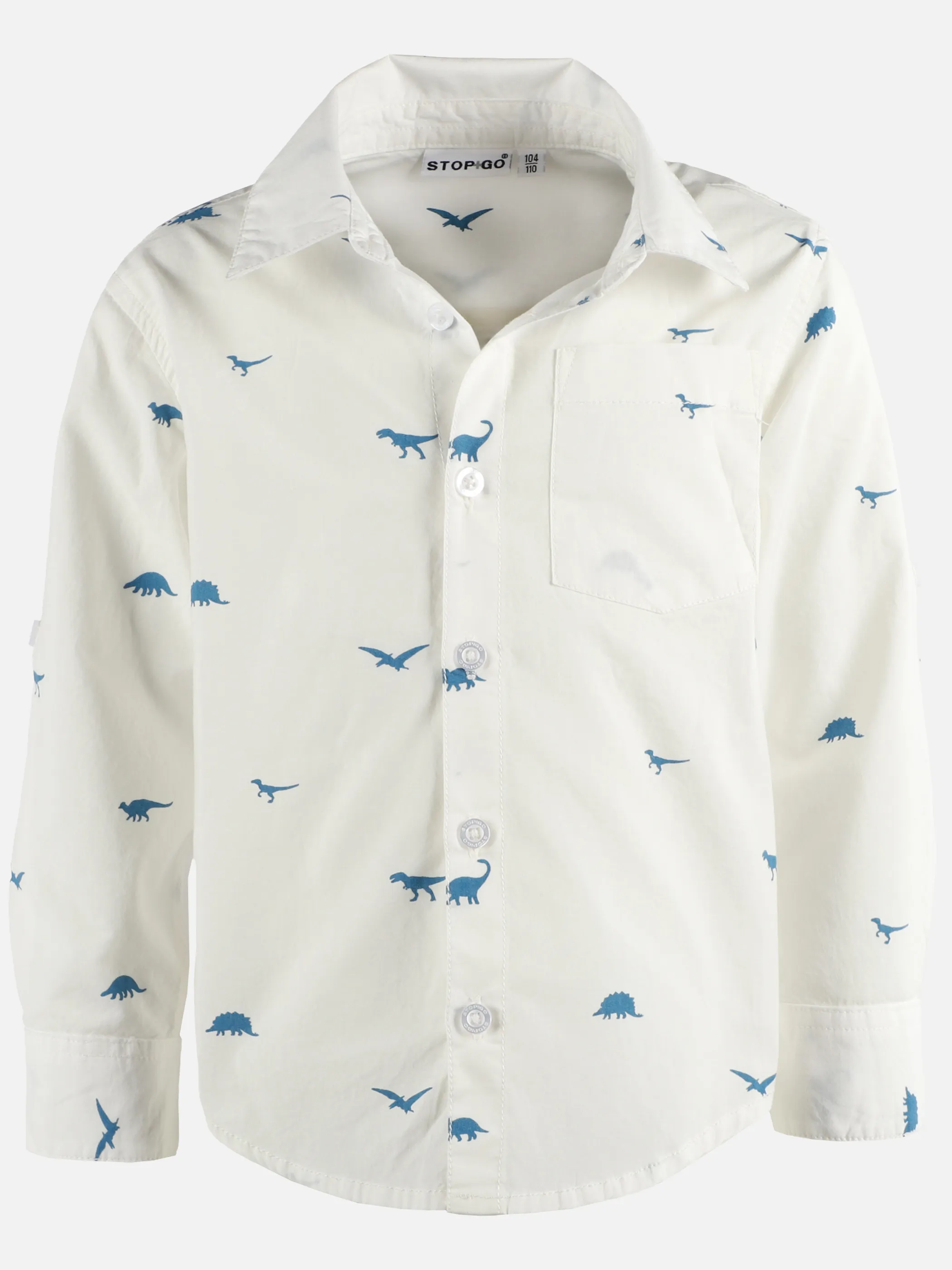 Stop + Go KJ Hemd in off white mit Dino AOP Weiß 898747 OFFWHITE 1