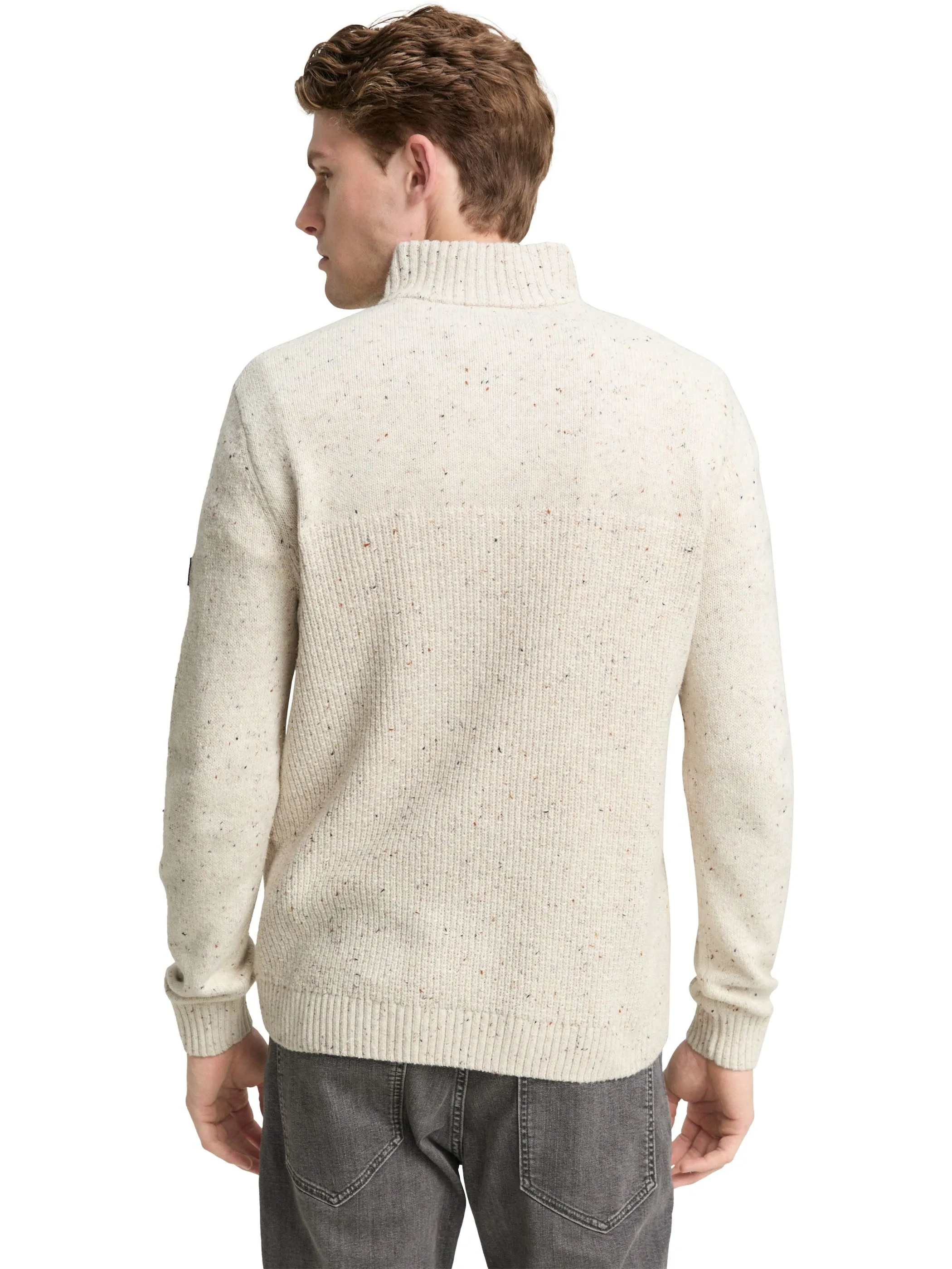 Tom Tailor 1048713 structured mix knit troyer Weiß 918785 36943 2