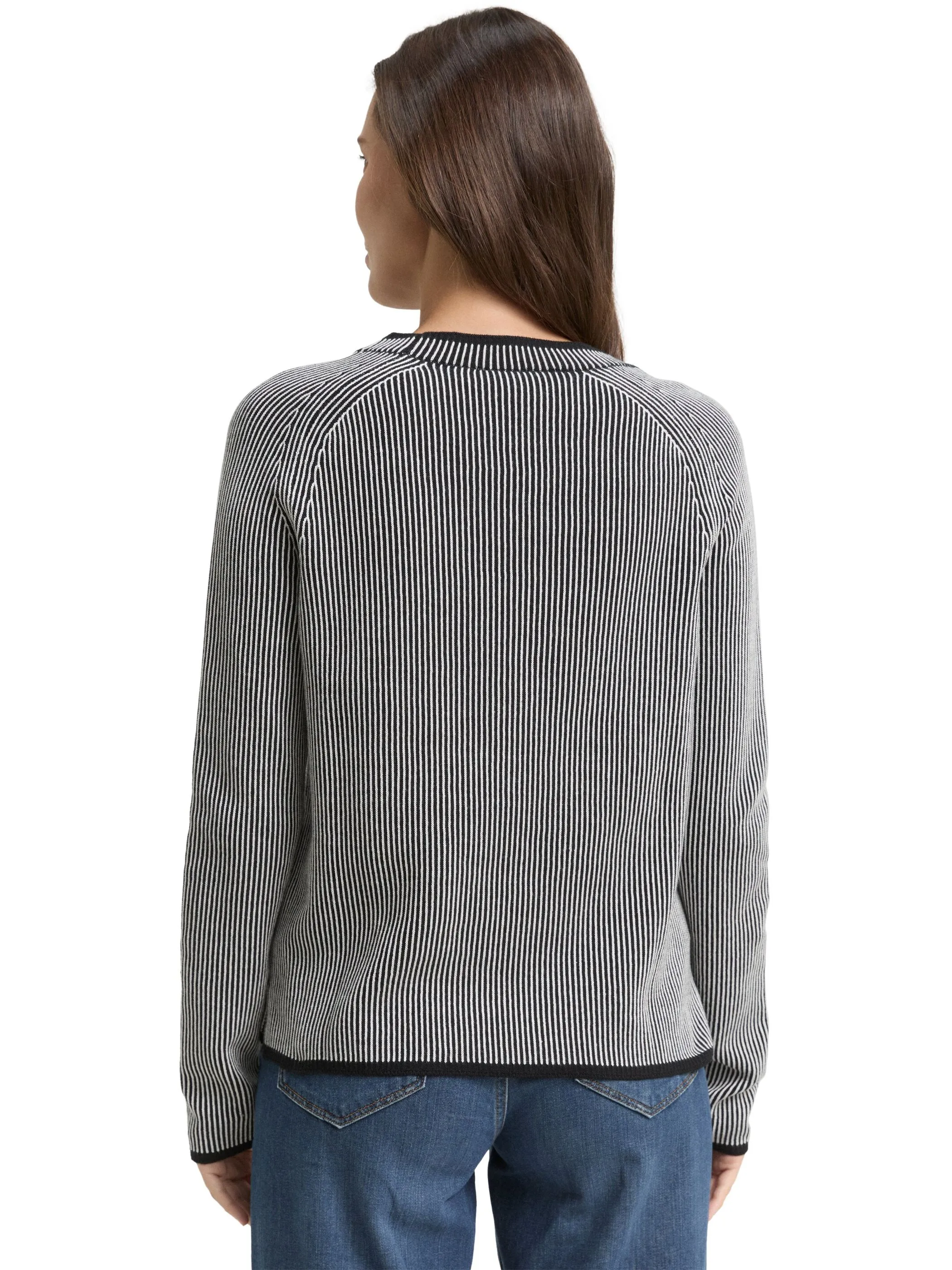 Tom Tailor 1049187 knit striped crewneck Schwarz 919040 39245 2