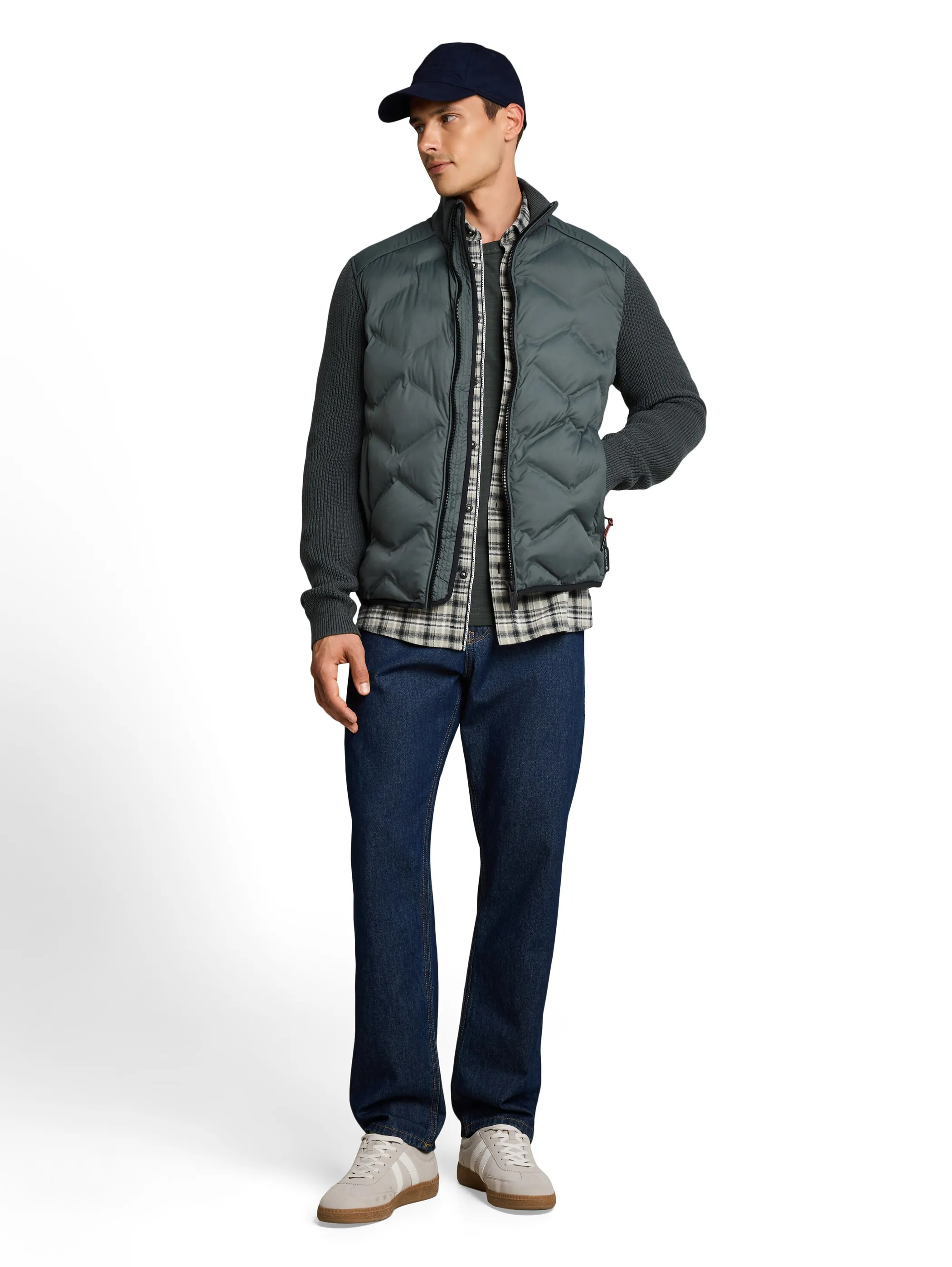 Tom Tailor 1052363 hybrid jacket with knitsleeves Grün 934264 14406 1