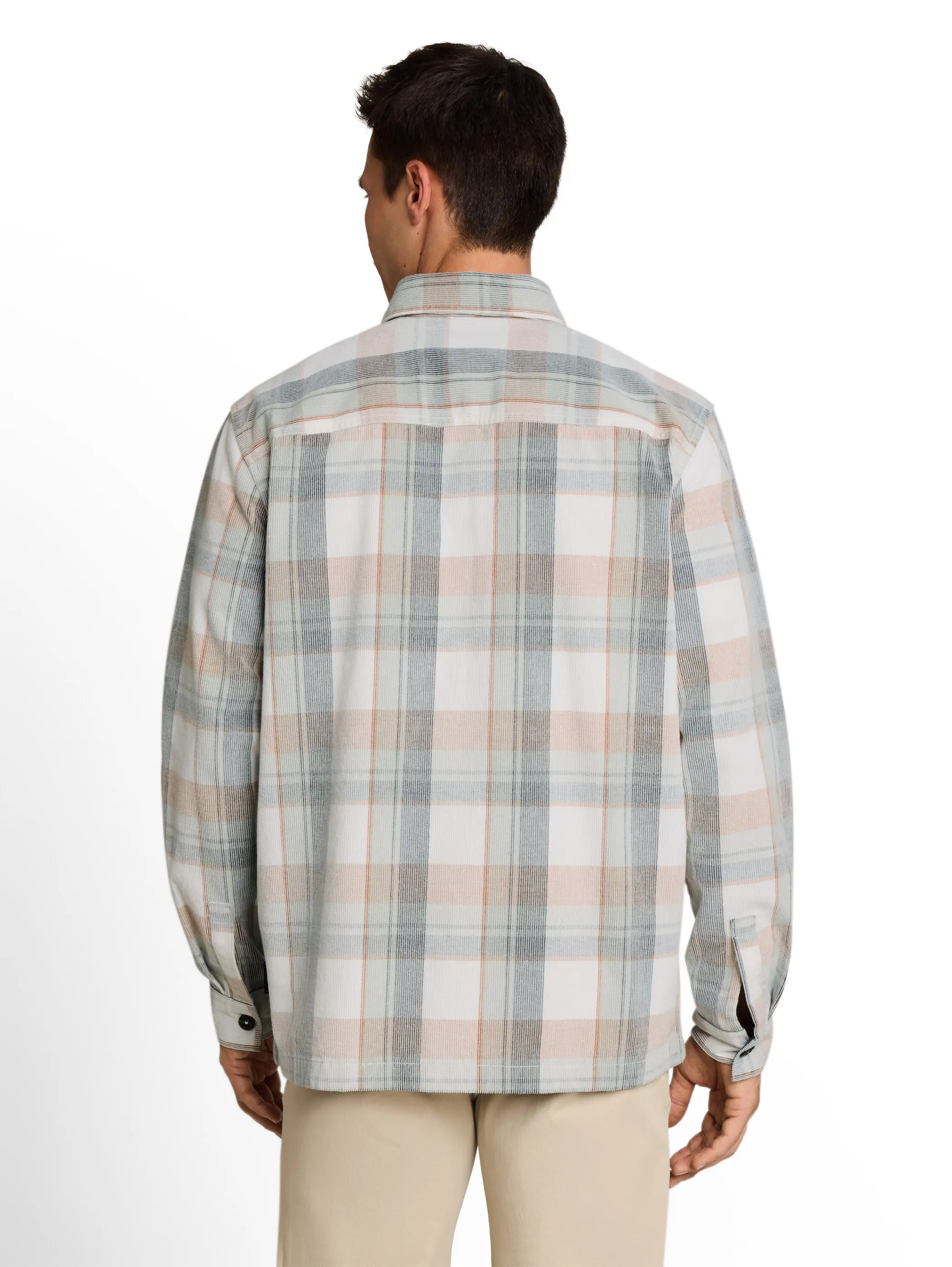 Tom Tailor 1052326 corduroy checked overshirt Weiß 934267 40682 2