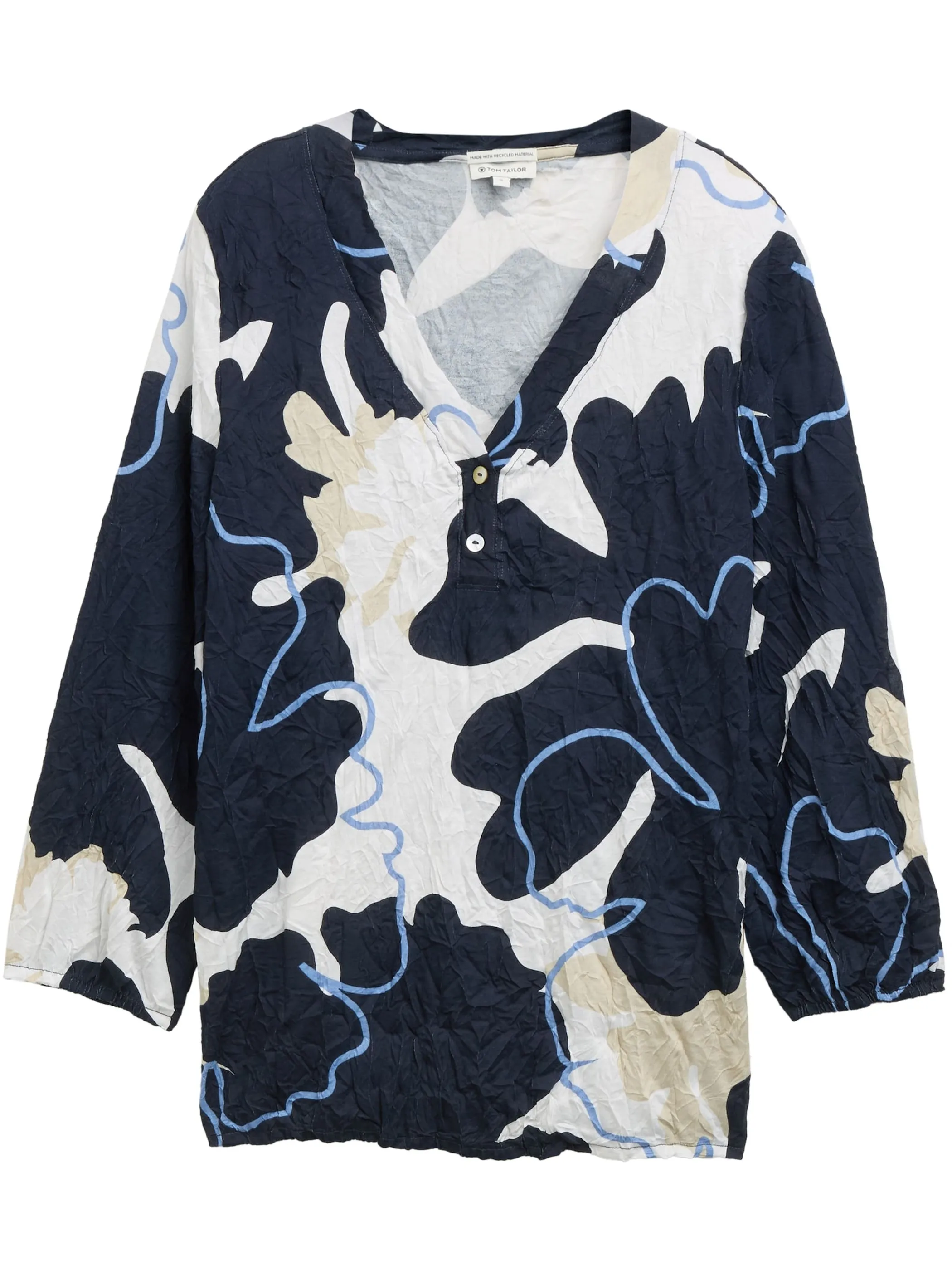 Tom Tailor 1045560 NOS T-shirt v-neck crincle Marine 905963 37124 1 Tom Tailor 1045560 NOS T-shirt v-neck crincle Marine 905963 37124 1