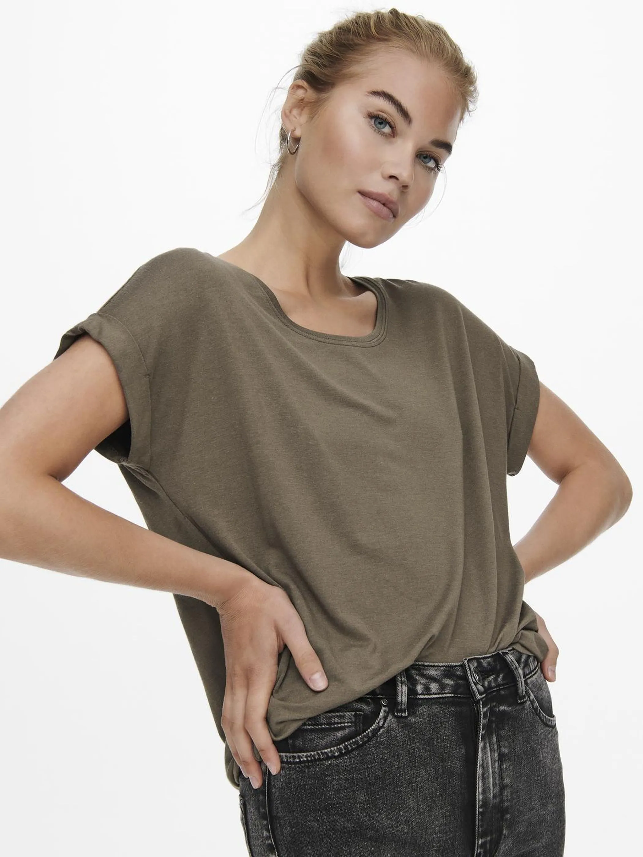 Only 15106662 ONLMOSTER S/S O-NECK Braun 820598 193792 3