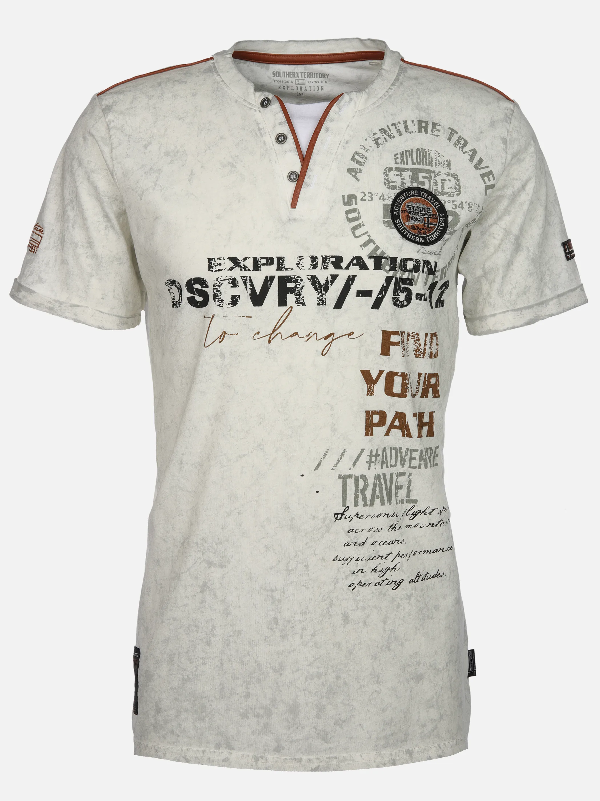 Southern Territory He. Henleyshirt 1/2 Arm 2in1 washer Weiß 905117 OFFWHITE 1