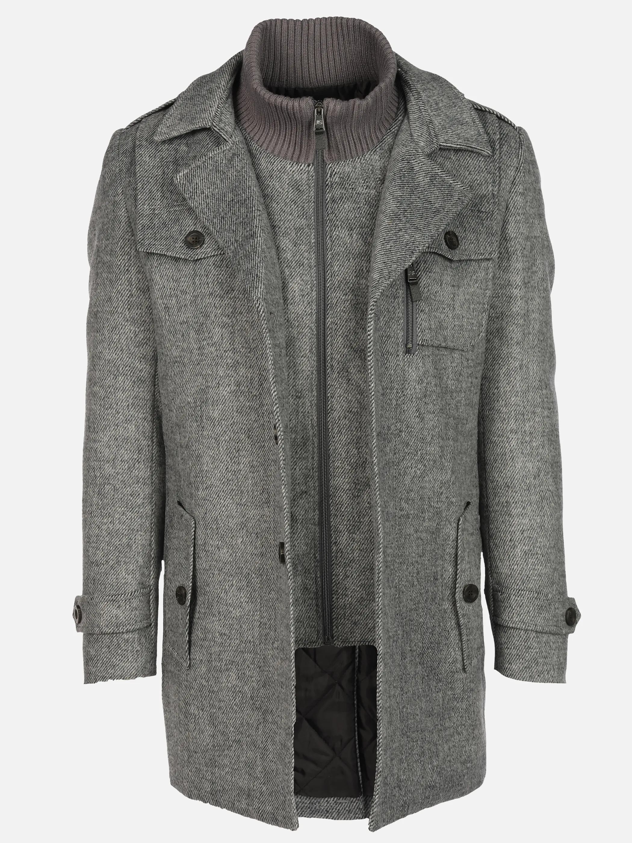 Jim Spencer He. Wollmantel 2in1 Epolette Grau 918286 GRAU 3