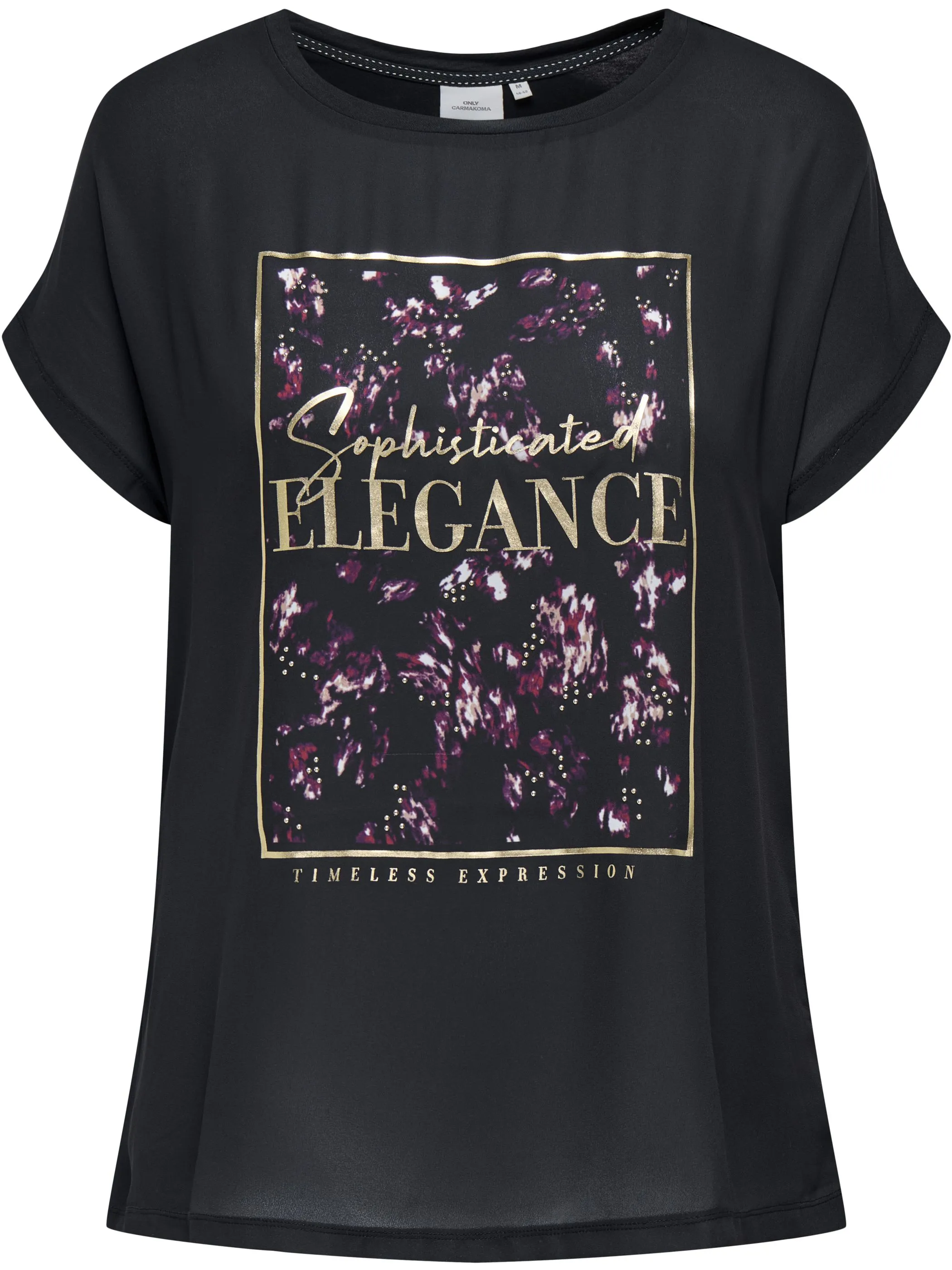 Only Carmakoma 15333662 CARVIGGA S/S AOP TEE Schwarz 901450 177911004 1