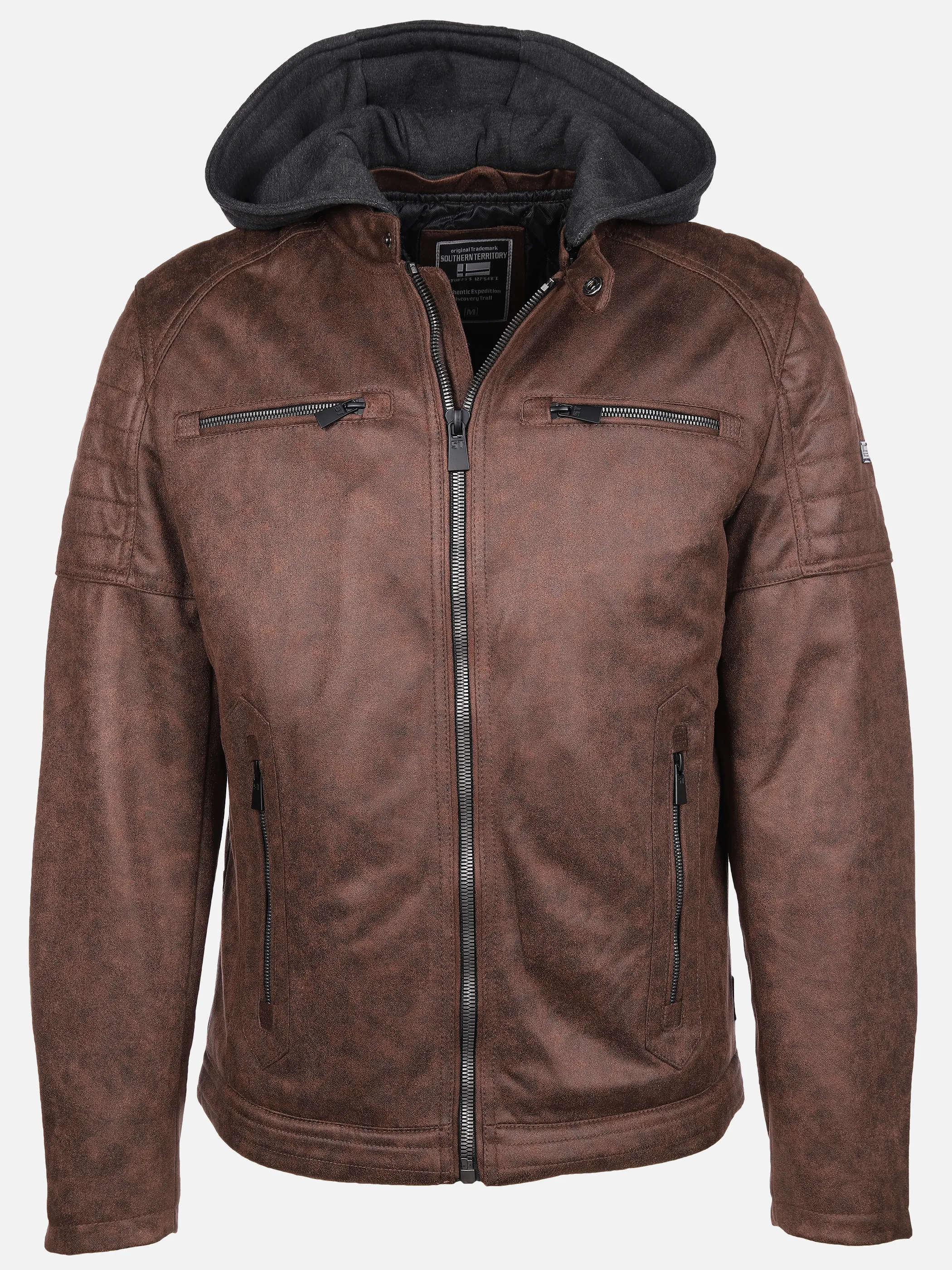 Southern Territory He. PU-Bikerjacke Kapuze braun Braun 888338 BROWN 1 Southern Territory He. PU-Bikerjacke Kapuze braun Braun 888338 BROWN 1