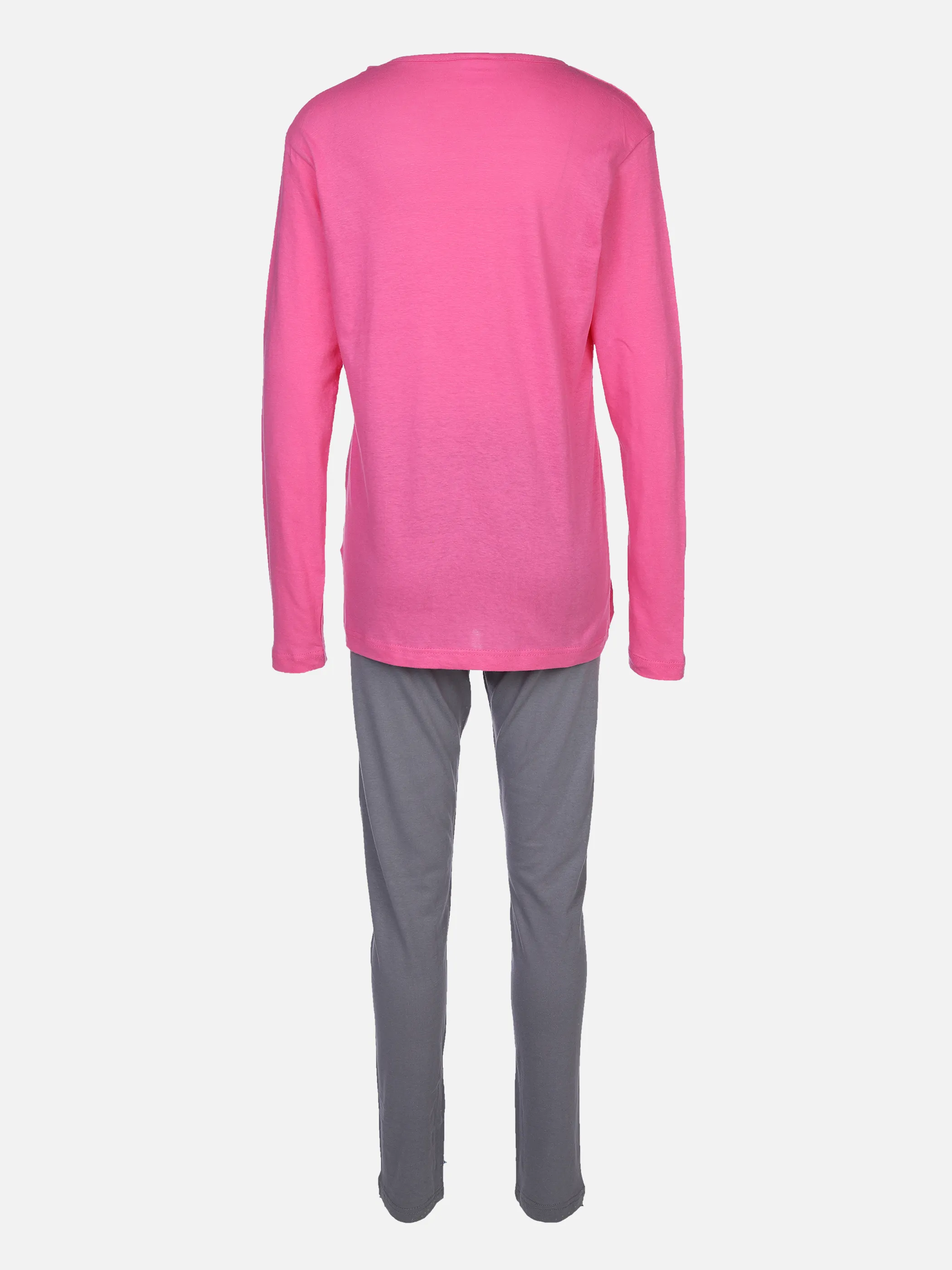 Da Pyjama lang mit Spruch vorn Rosa 871291 ROSE/GRAU 2