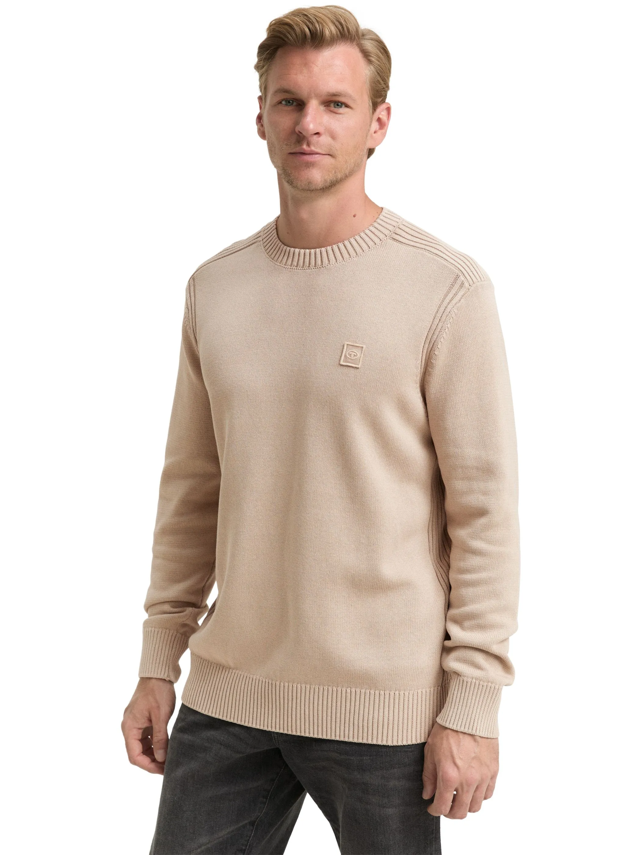Tom Tailor 1048024 washed crewneck knit Beige 914872 16764 5