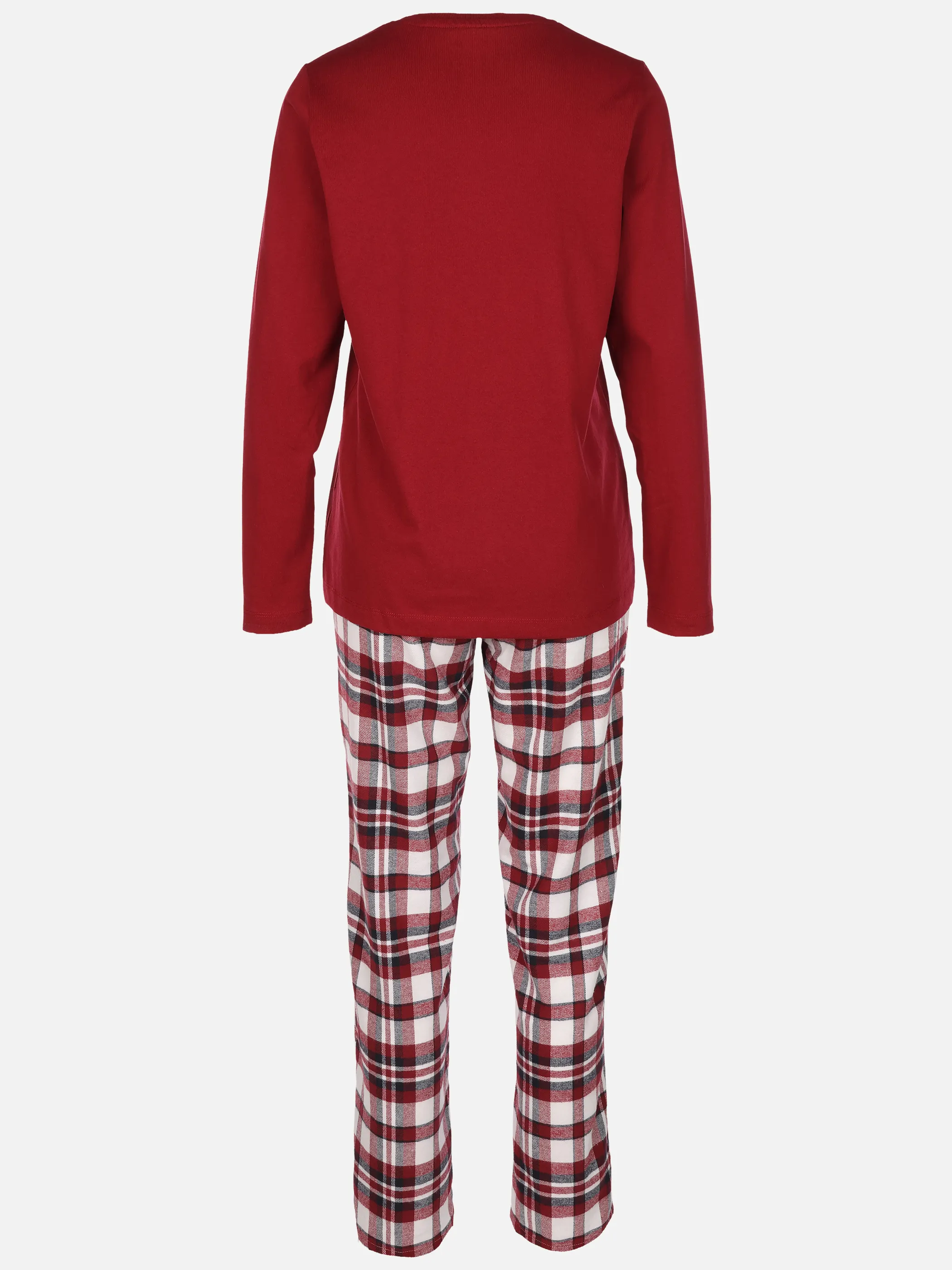 Sure Da. Pyjama Flanell Hose Karo Rot 929614 BORDEAUX 2