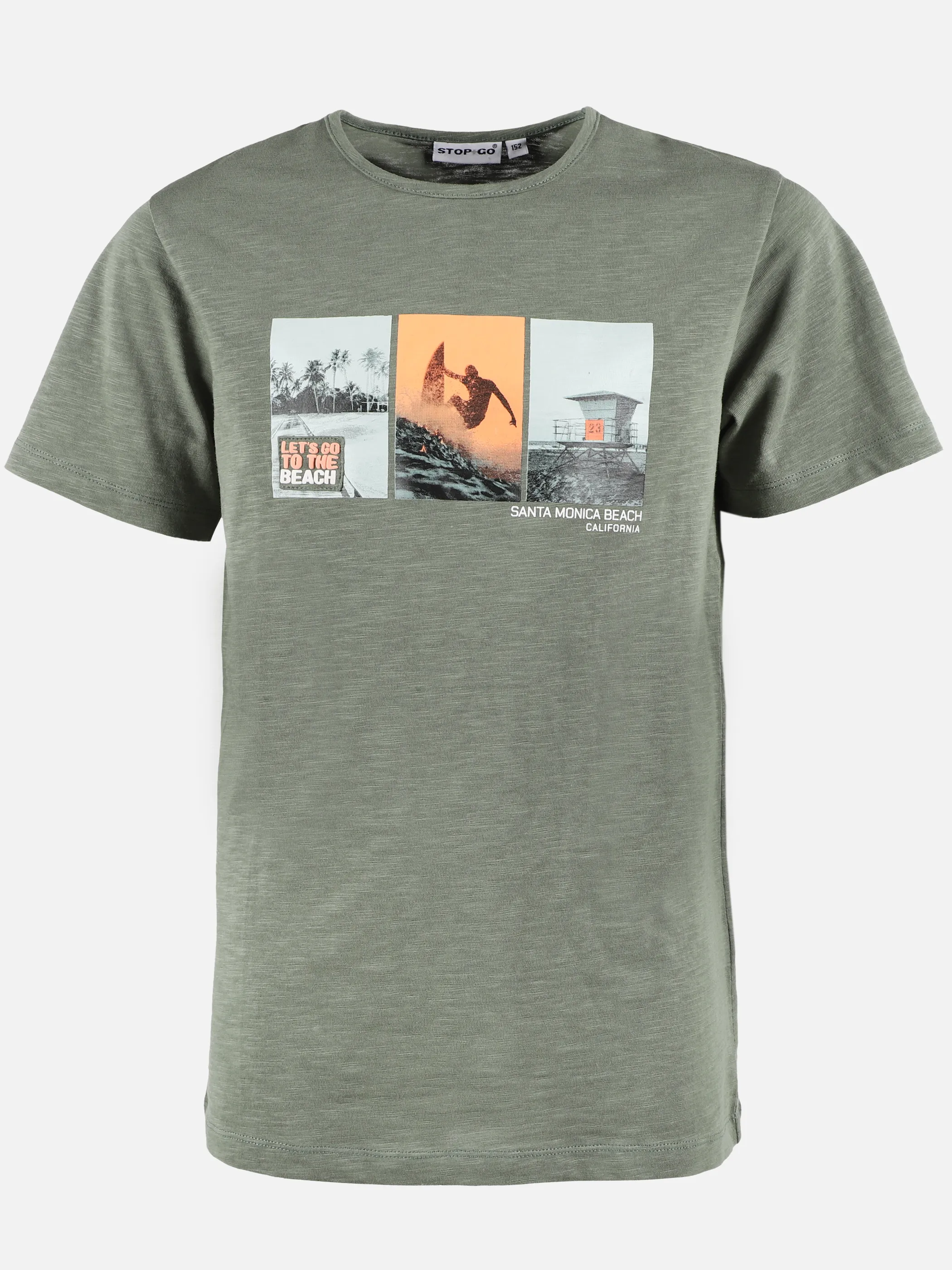 Stop + Go JJ T-Shirt in grün mit Frontdruck Grün 891498 GRÜN 1