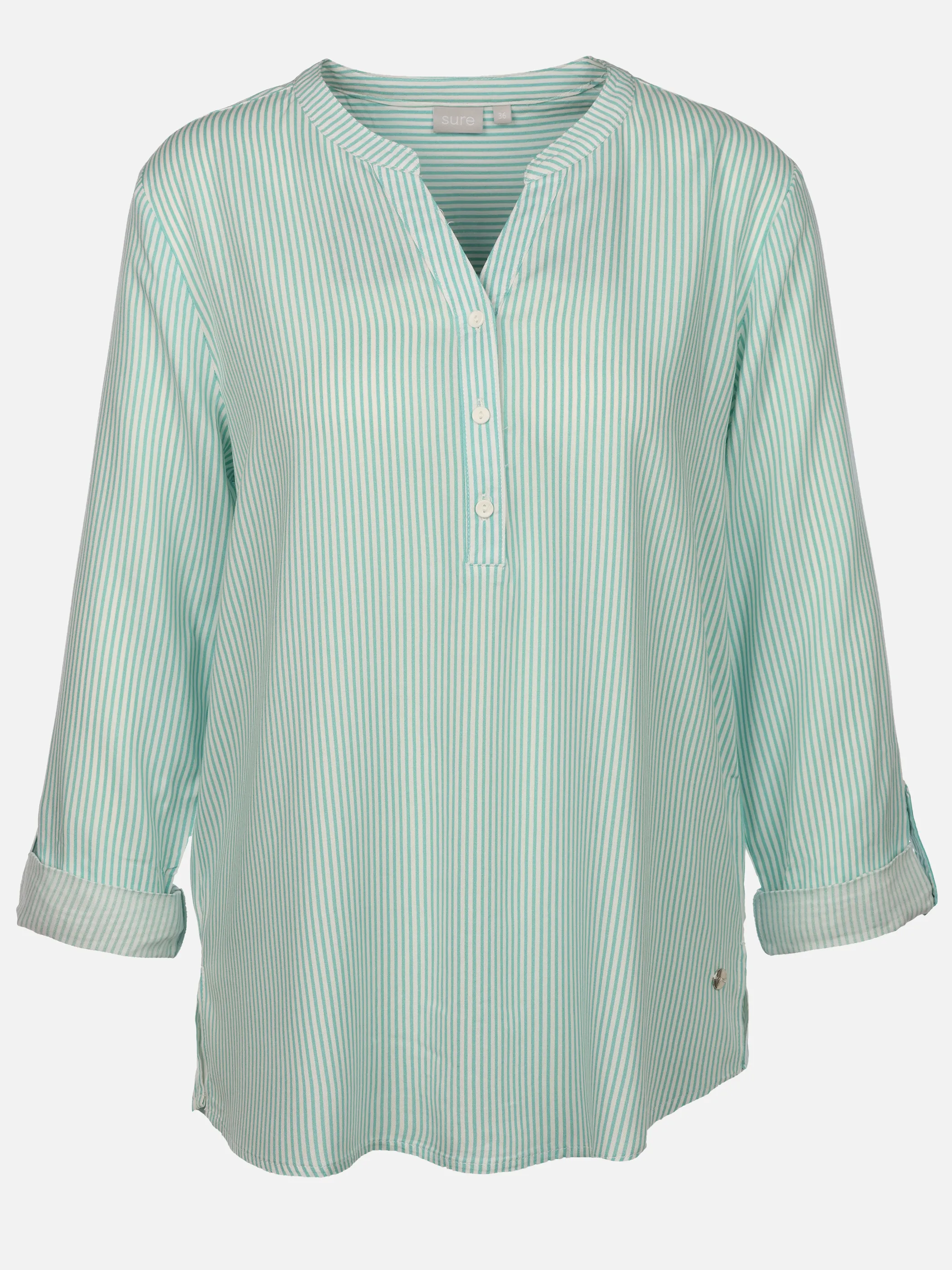 Sure Da-Streifen Bluse Türkis 933842 WHITE/TUER 1