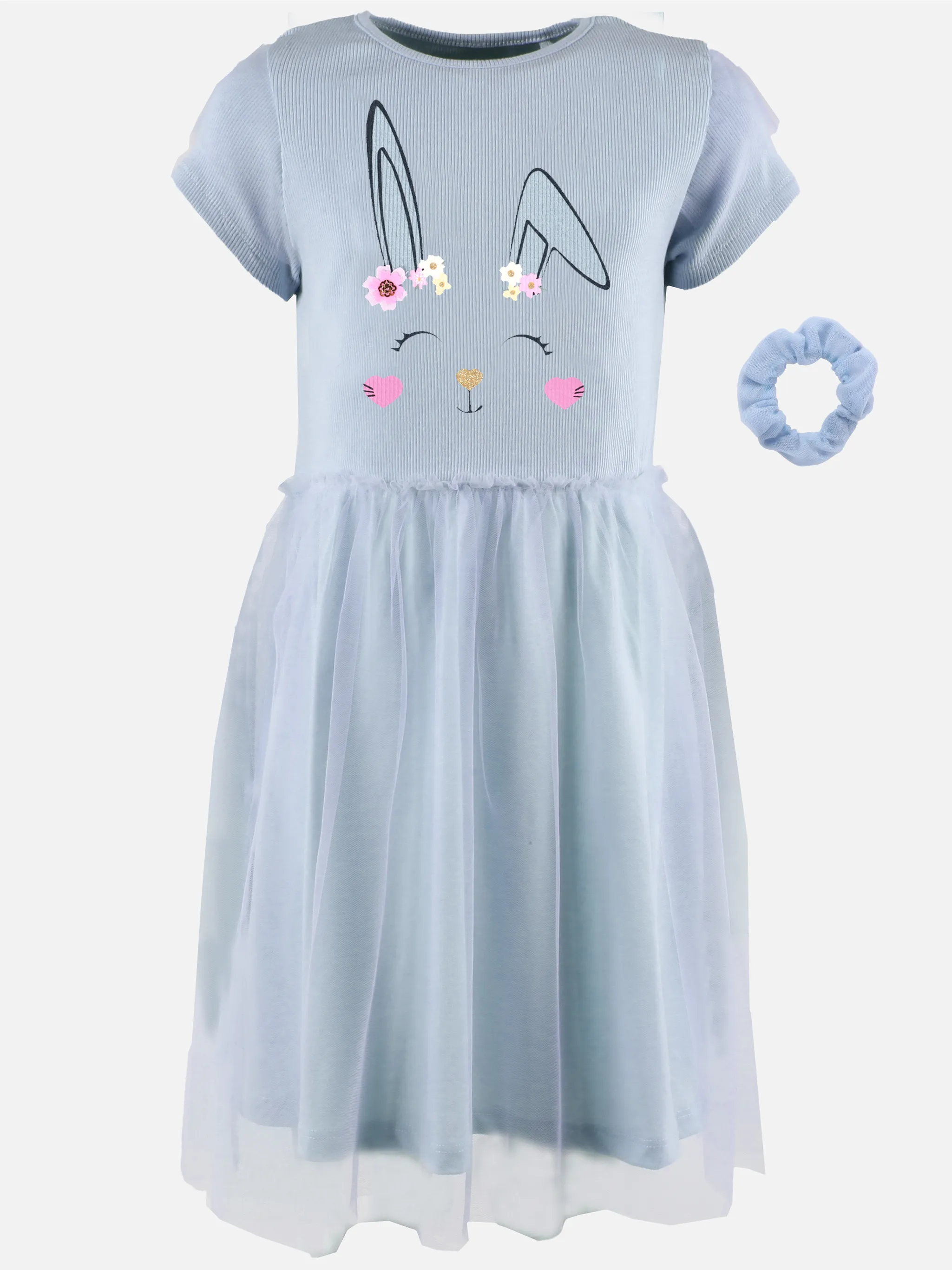 One Way MG Kleid mit Scrunchie, Hasen FP in rosa + Blau Blau 922252 BLAU 1