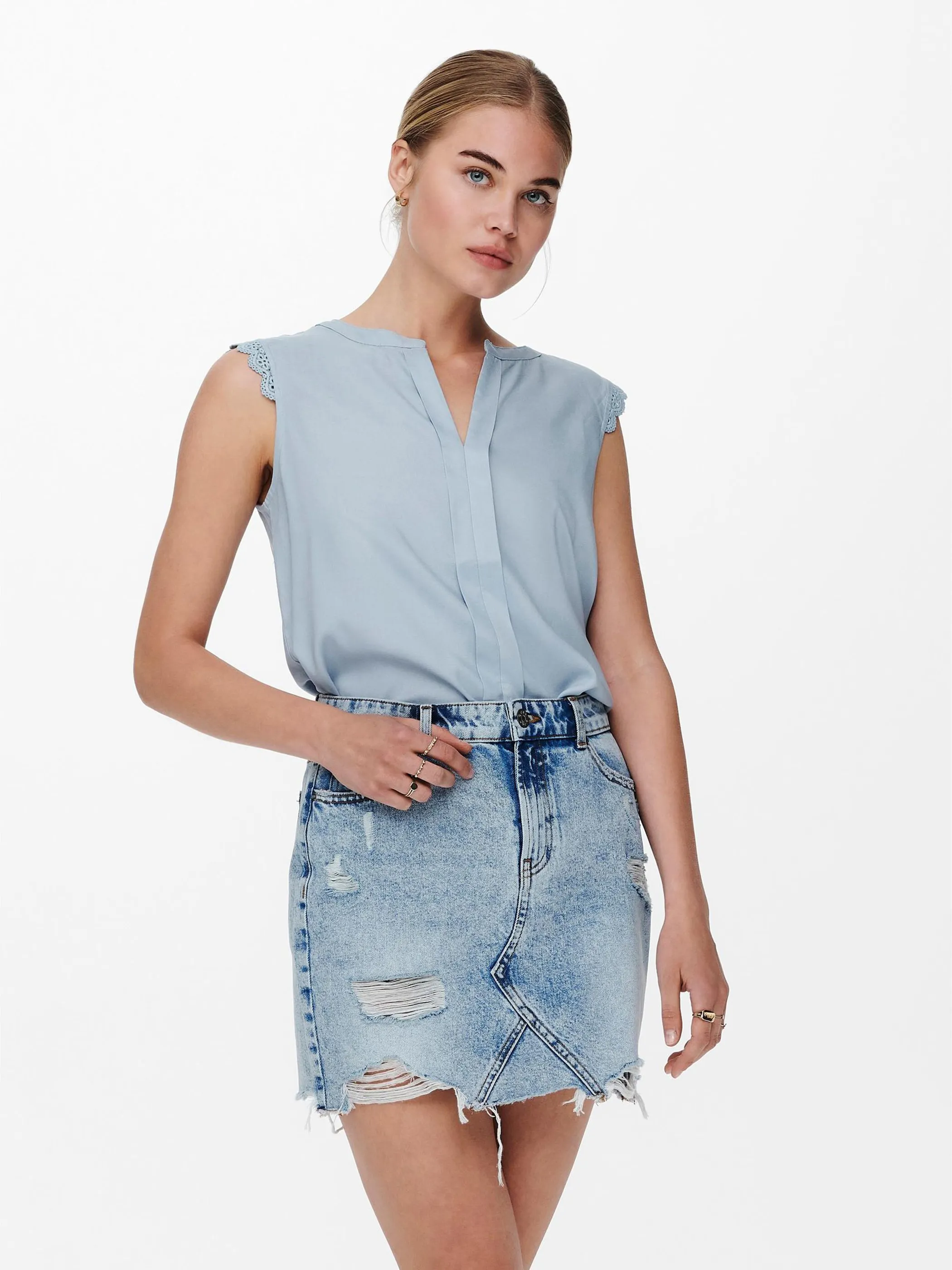 Only 15157656 onlKIMMI S/L TOP WVN Blau 791123 189638 3