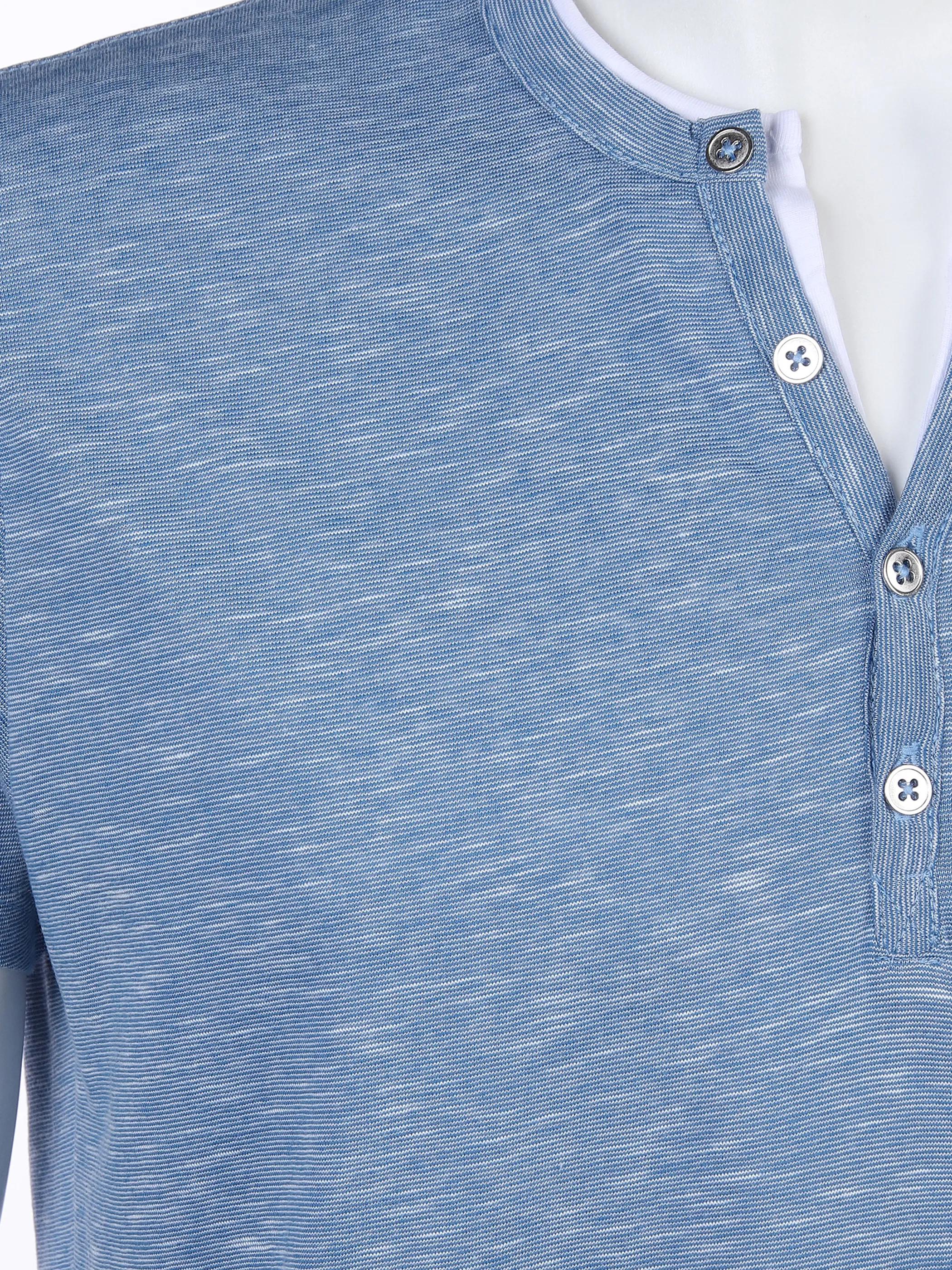 IX-O YF-He-Serafino T-Shirt, V-Neck Blau 863905 BLUE/WHITE 3