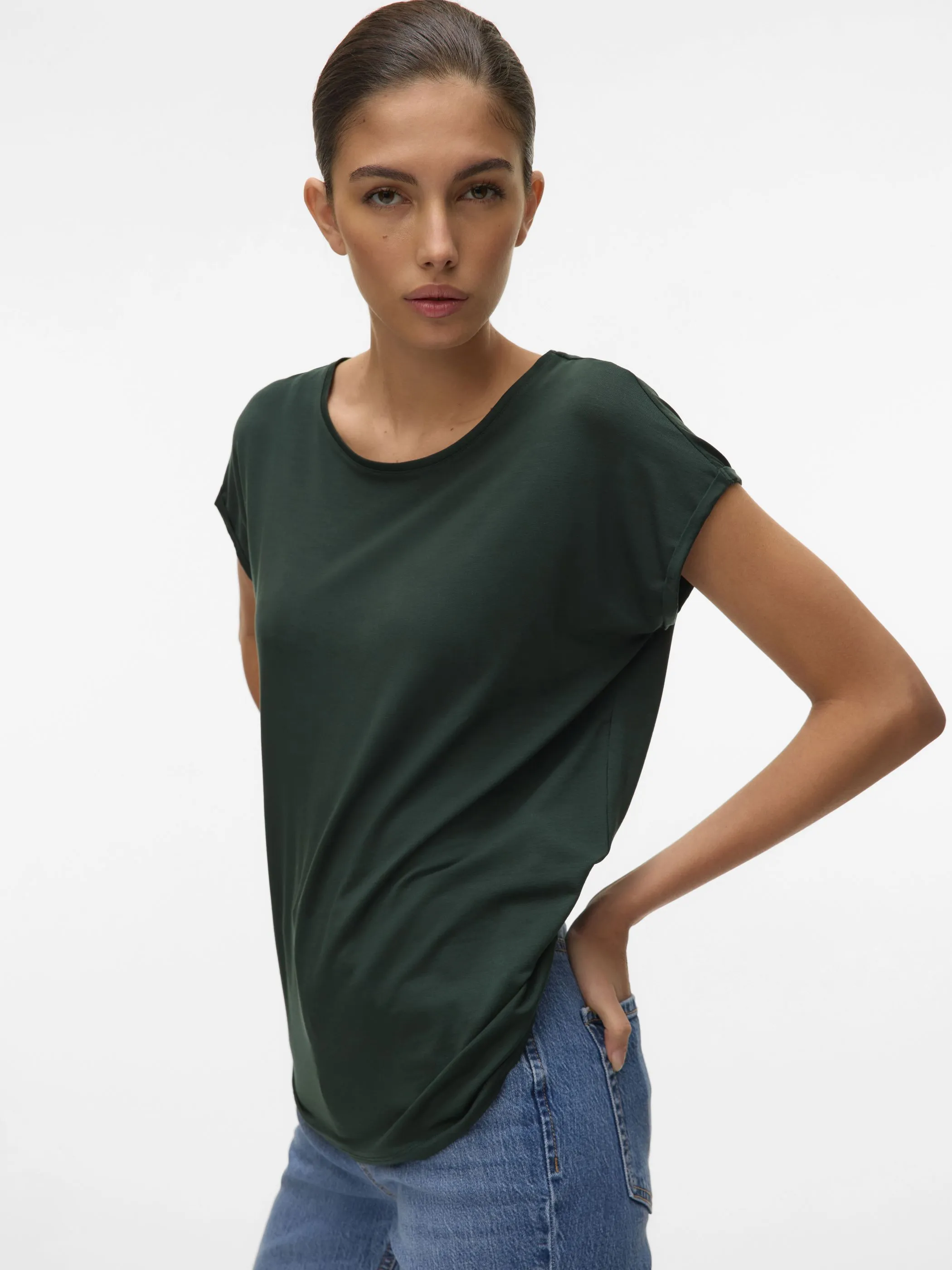 Vero Moda 10284468 VMAVA PLAIN SS TOP GA Grün 873829 197452 4