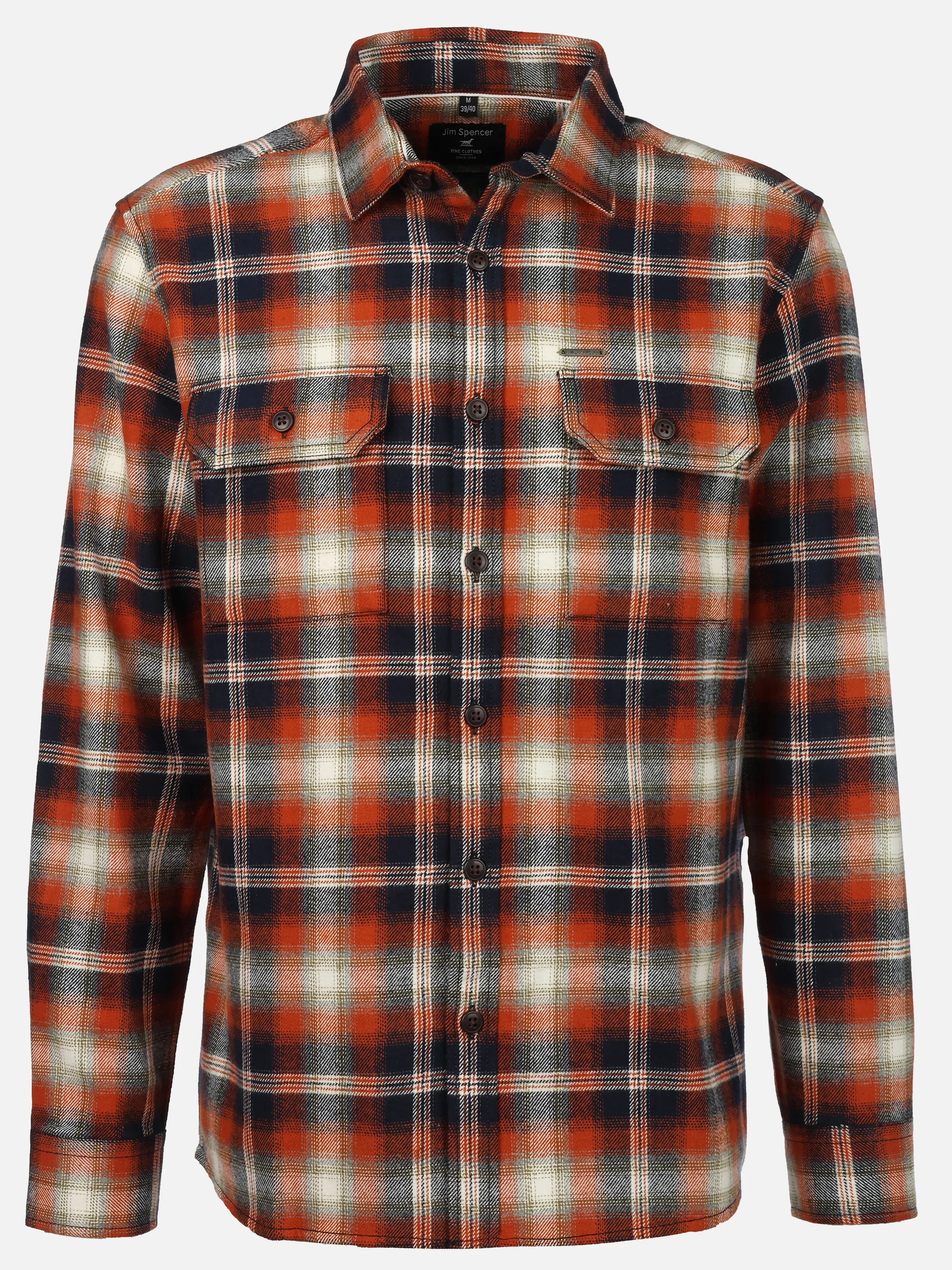 Jim Spencer He. Overshirt Flanell melange Grau 915564 STONE 1