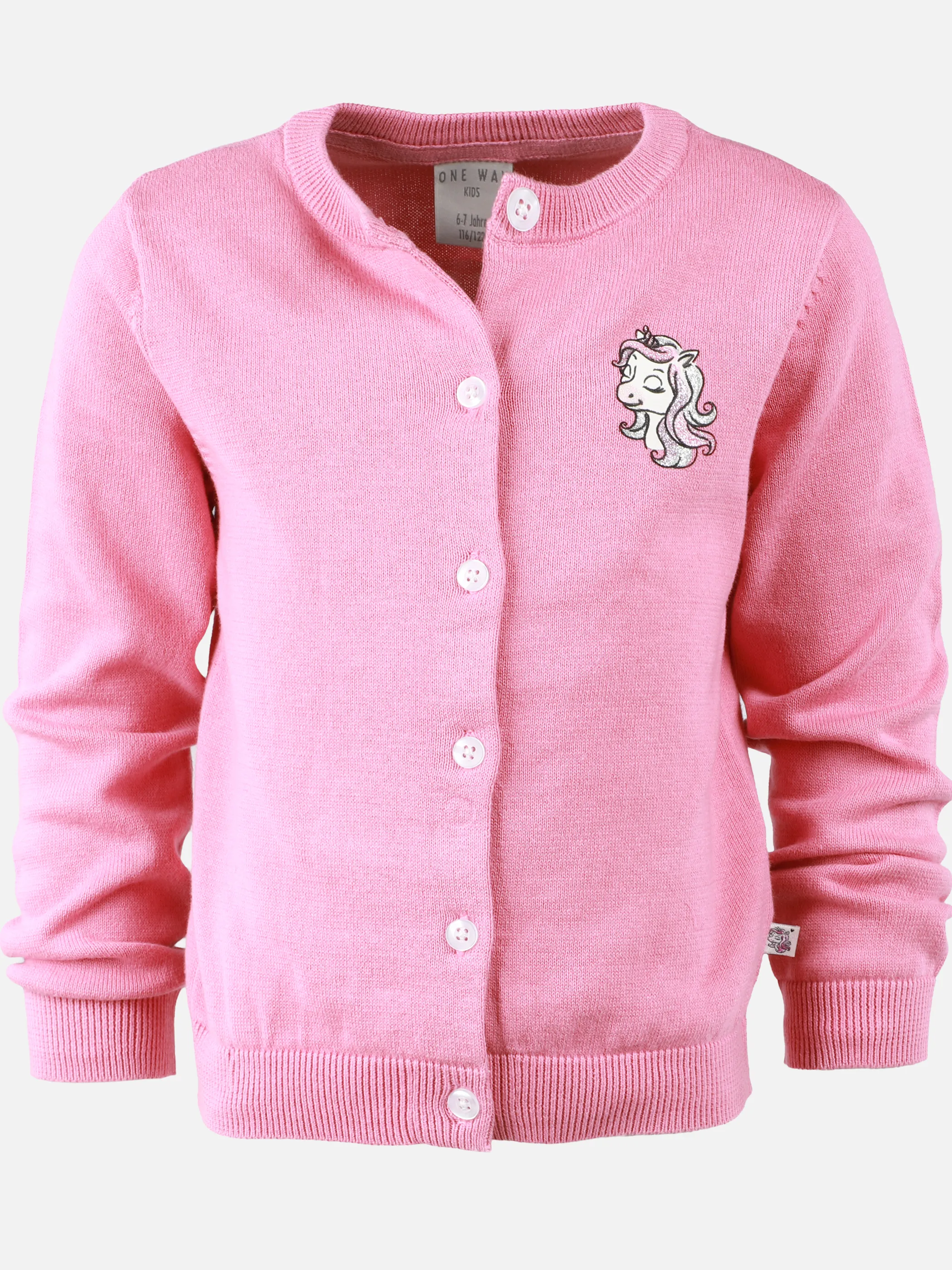 One Way KM Cardigan mit Einhorn Appli in rosa Pink 929713 WILDROSE 1