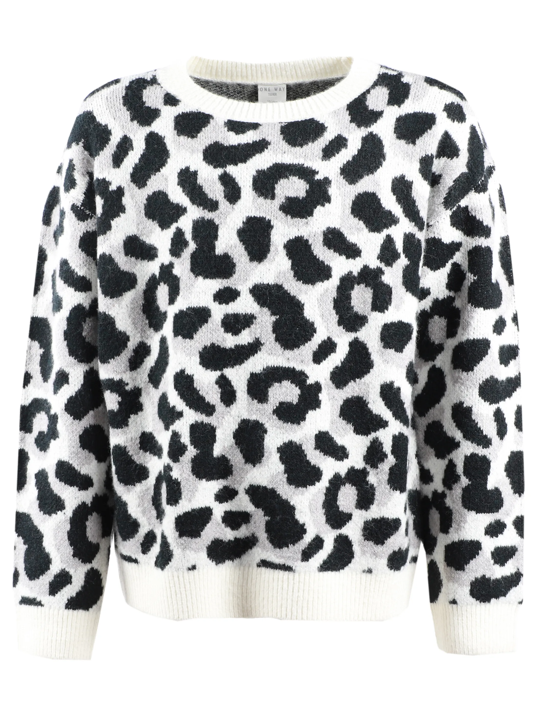 One Way JM Jaquard Pullover mit Leo AOP in schwarz/weiß Schwarz 916325 SCHWARZ 1